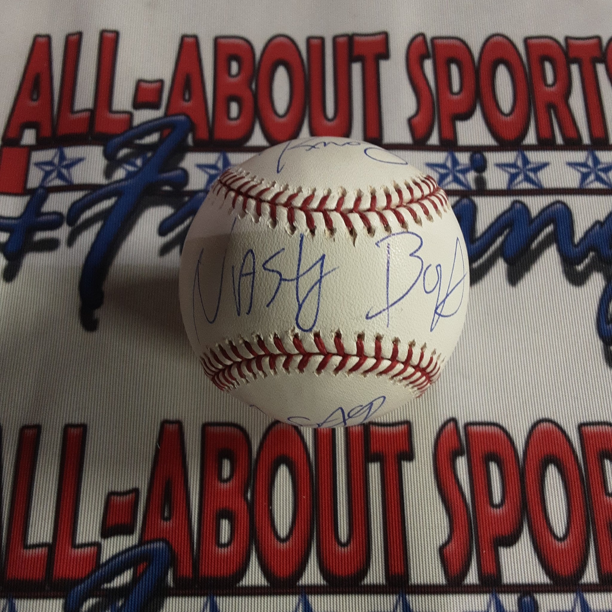 Nasty Boys Brian Knobbs and Jerry Sags Autographed Signed Baseball with Inscription JSA.