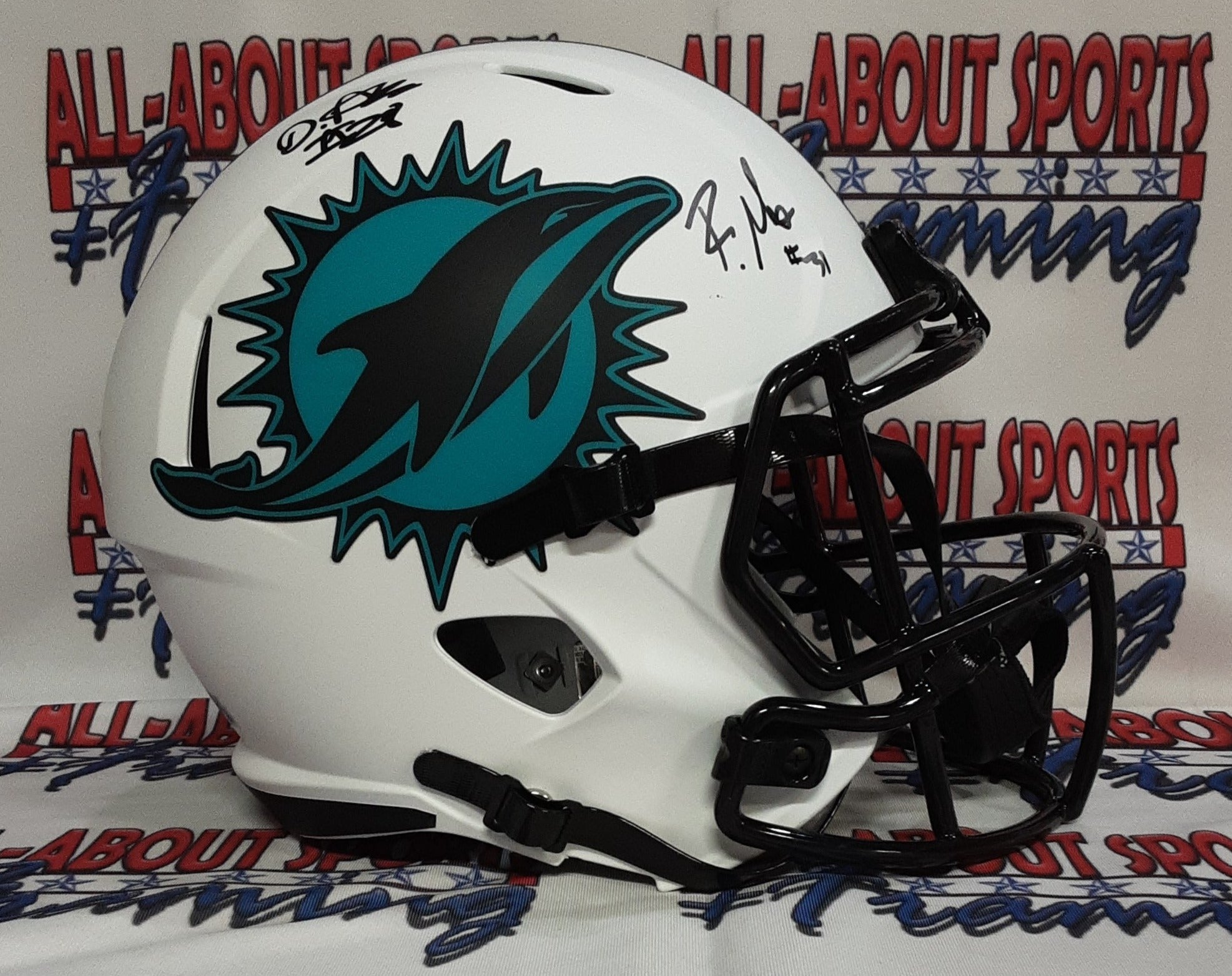 autographed full size football helmets De'Von Achane and Raheem Mostert Authentic Signed Autographed Full-siz