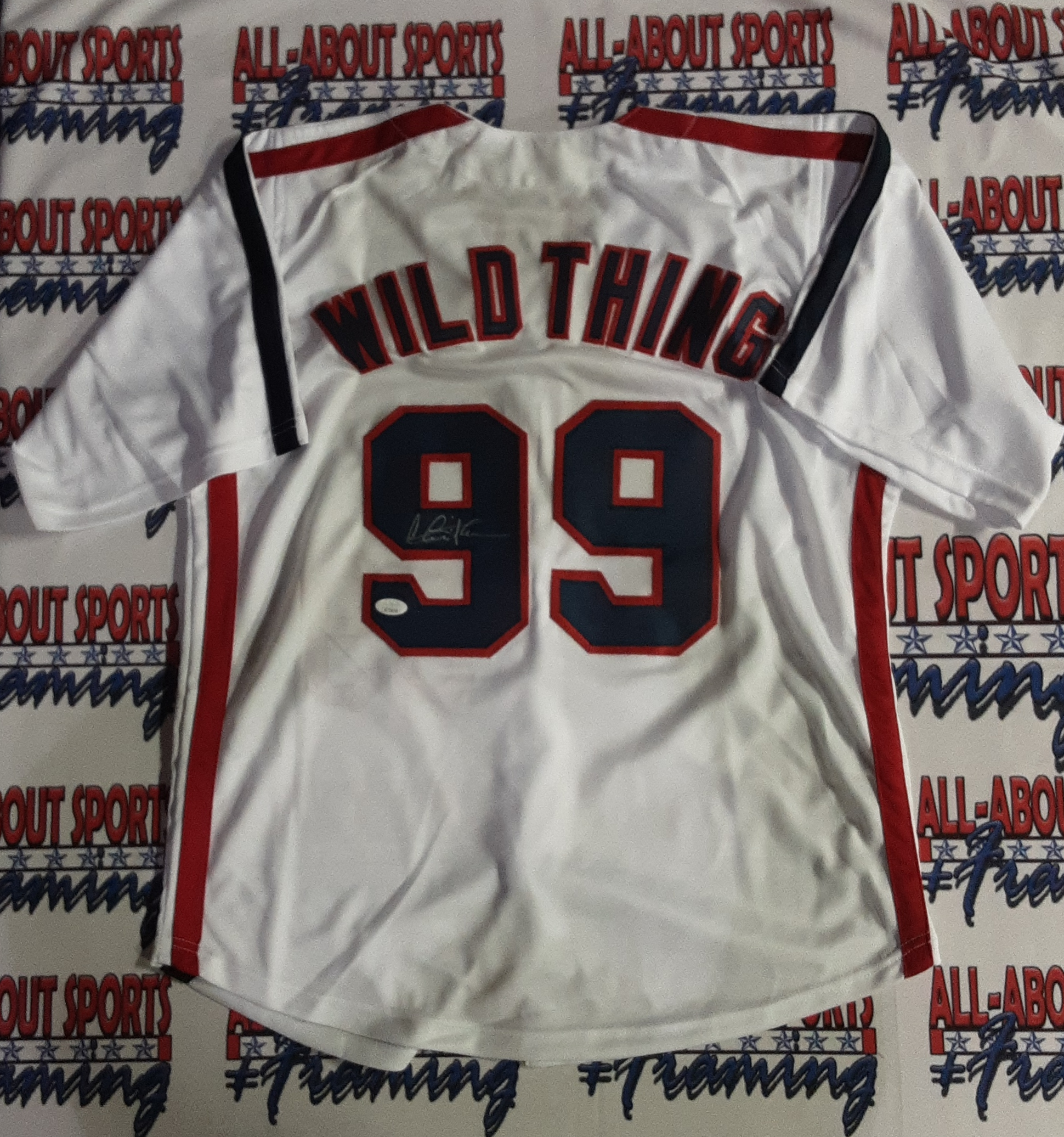 Charlie Sheen Wild Thing Rick Vaughn Authentic Signed Pro Style Jers