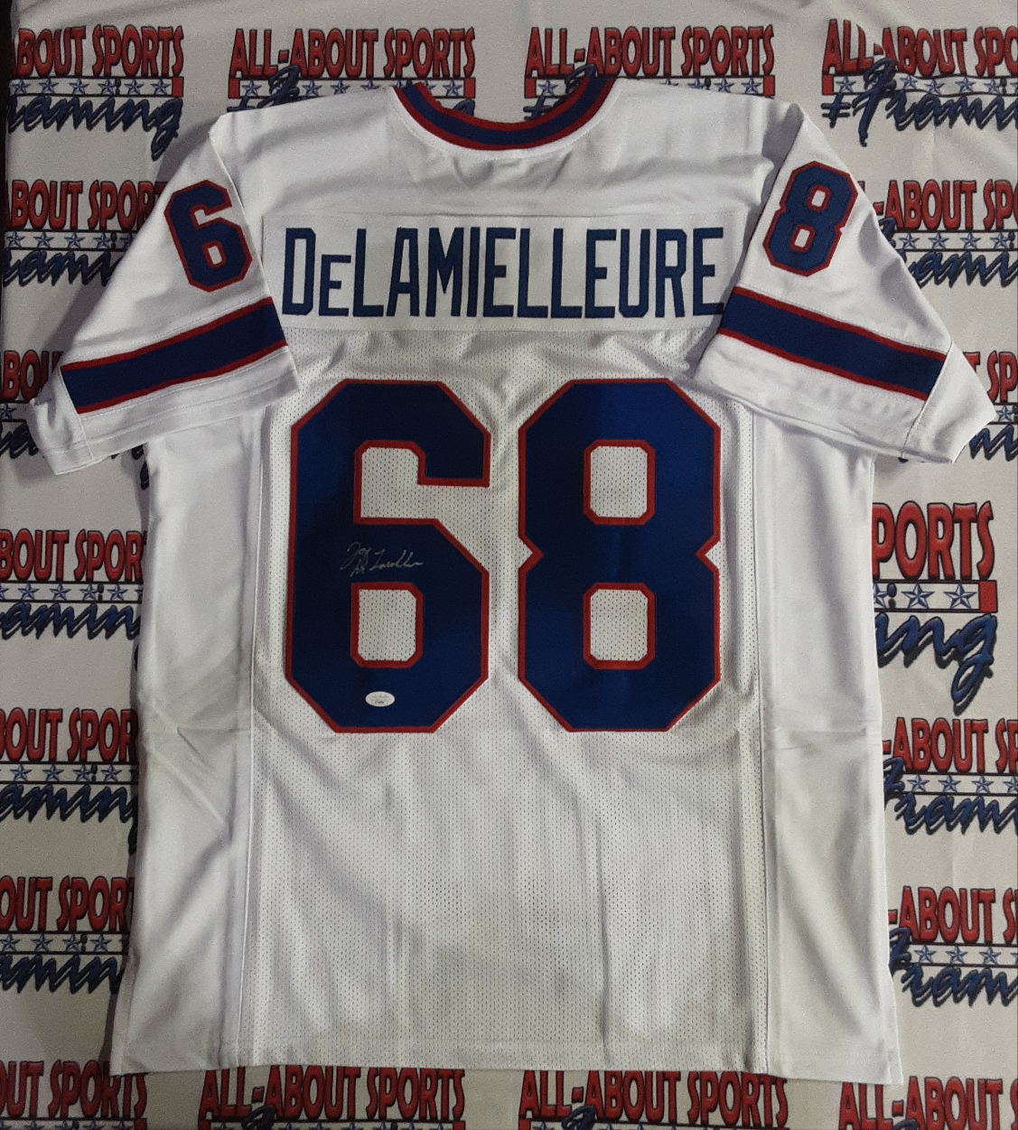 Joe Delamielleure Autographed Blue Pro Style Jersey w/ HOF- Jersey