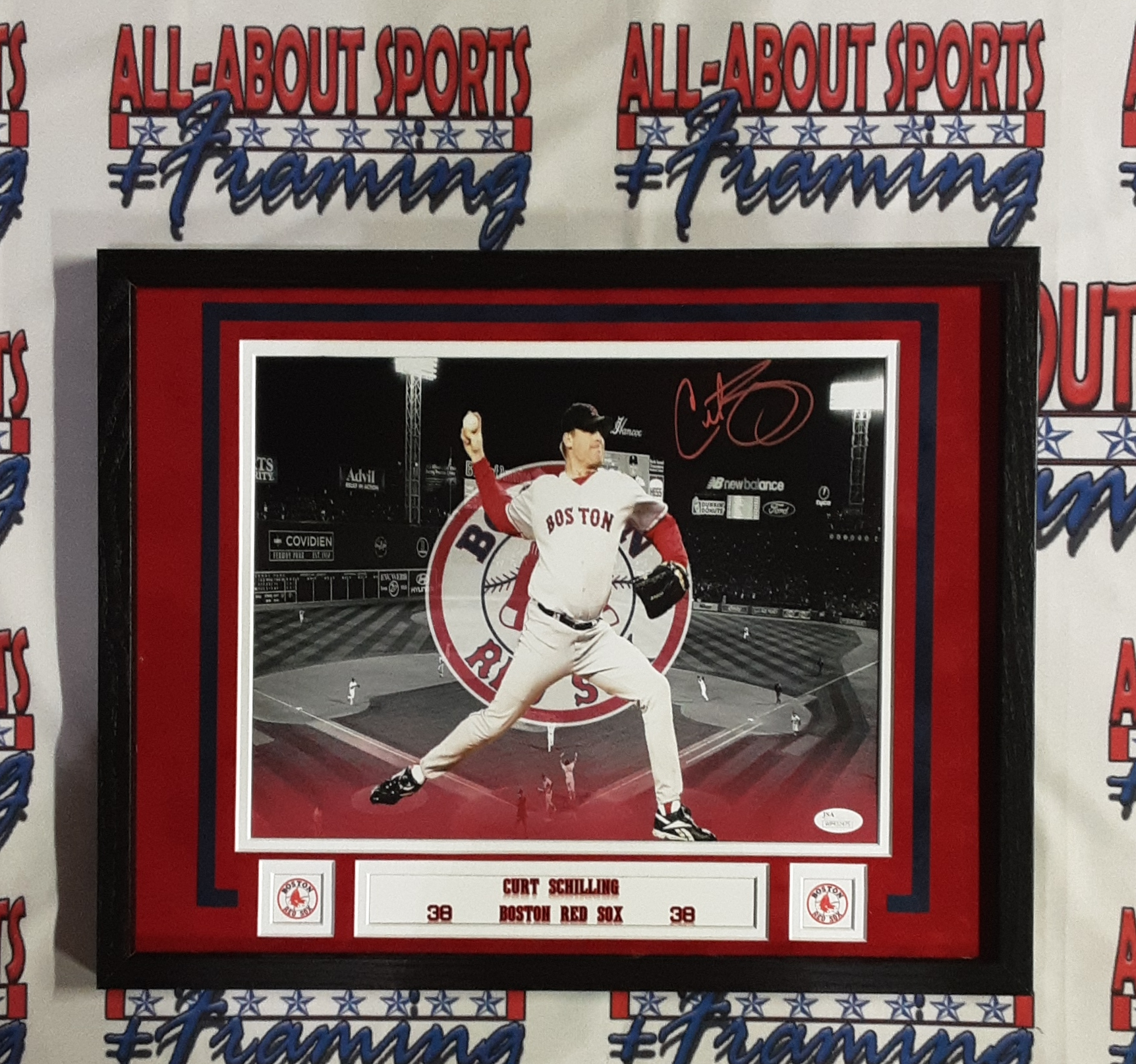 Curt Schilling Signed Framed Jersey JSA Autographed Boston Red Sox