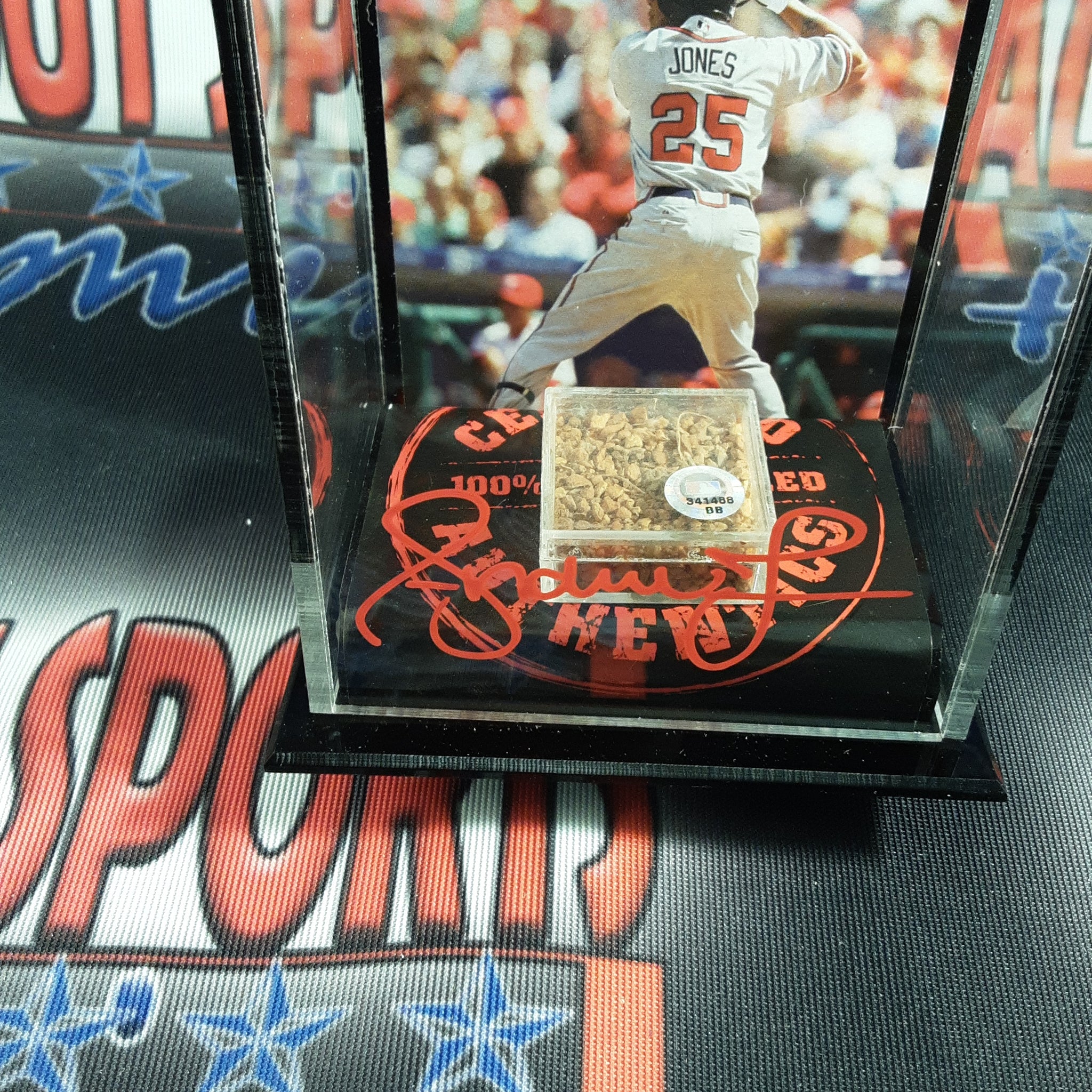 Andruw Jones Authentic Signed Game Used Dirt Autographed JSA.