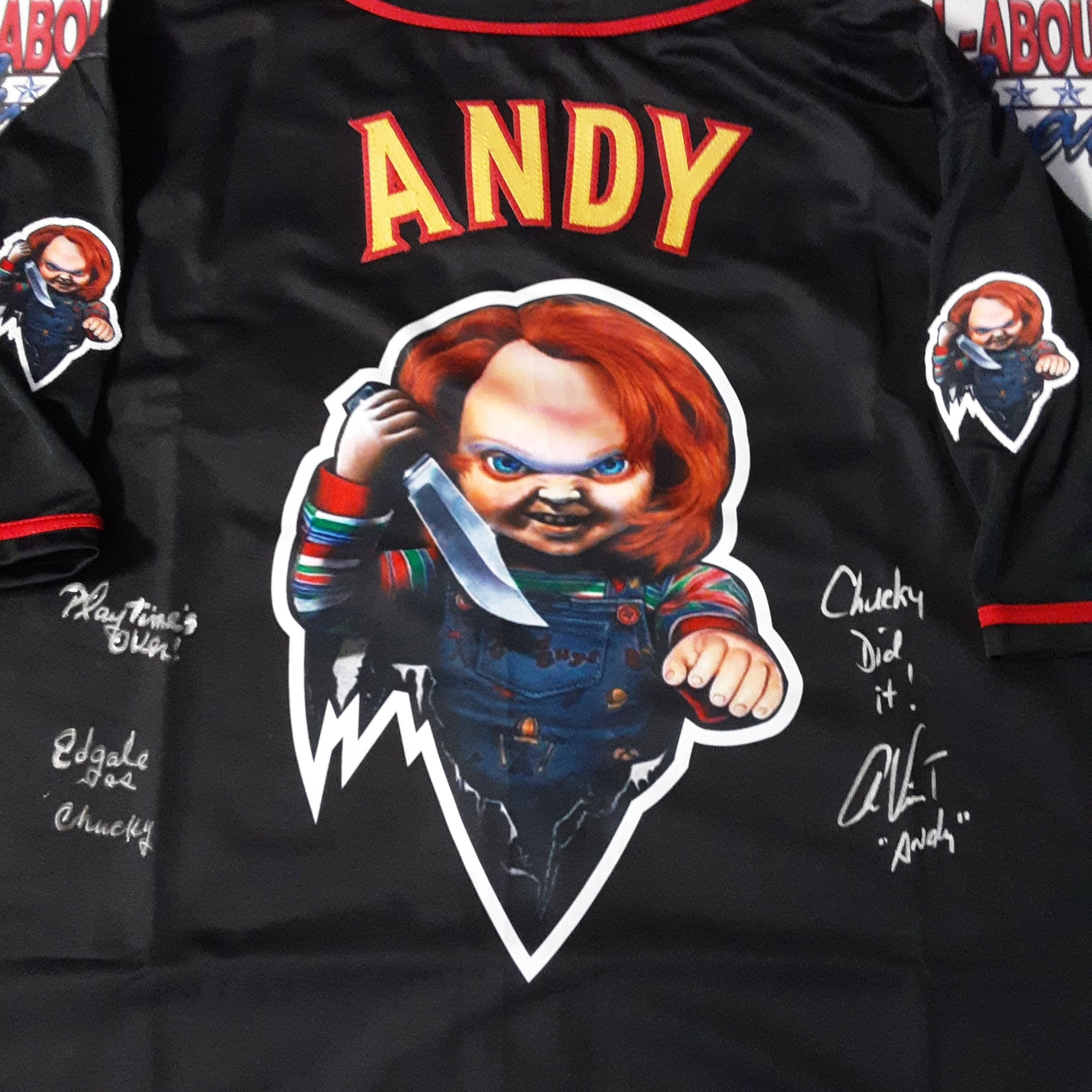 Alex Vincent and Ed Gale Celebrity Actor Authentic Signed & Inscribed Pro Style Jersey Autographed JSA-