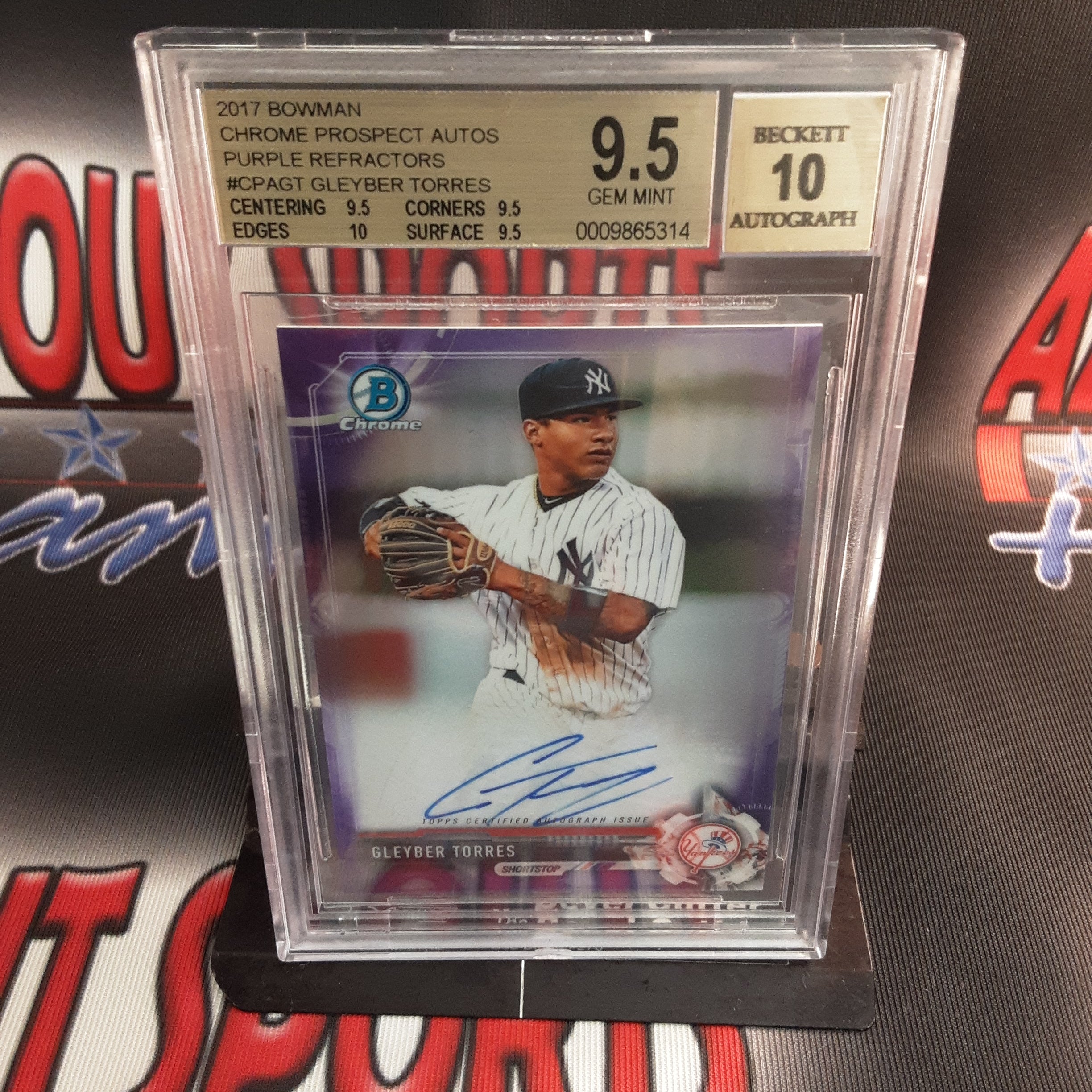 2017 Bowman Chrome Prospect Autos Purple Refractor Card #CPAGT Gleyber