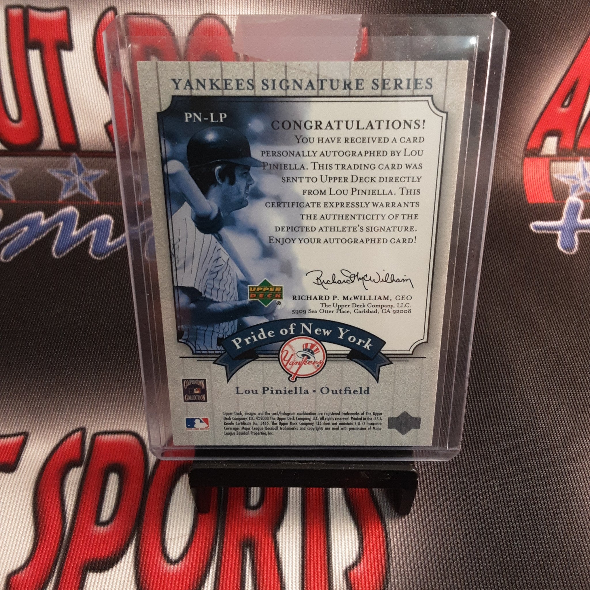 2003 Upper Deck Yankees Signature Series Card #PN-LP Lou Pinella