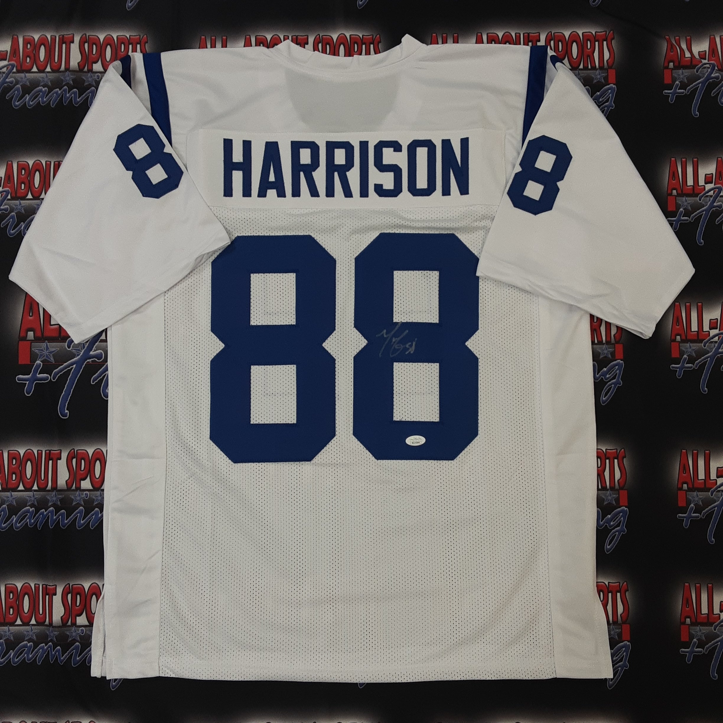 Marvin Harrison Autographed Signed Authentic Blue Pro Style Framed Jersey  JSA Witness