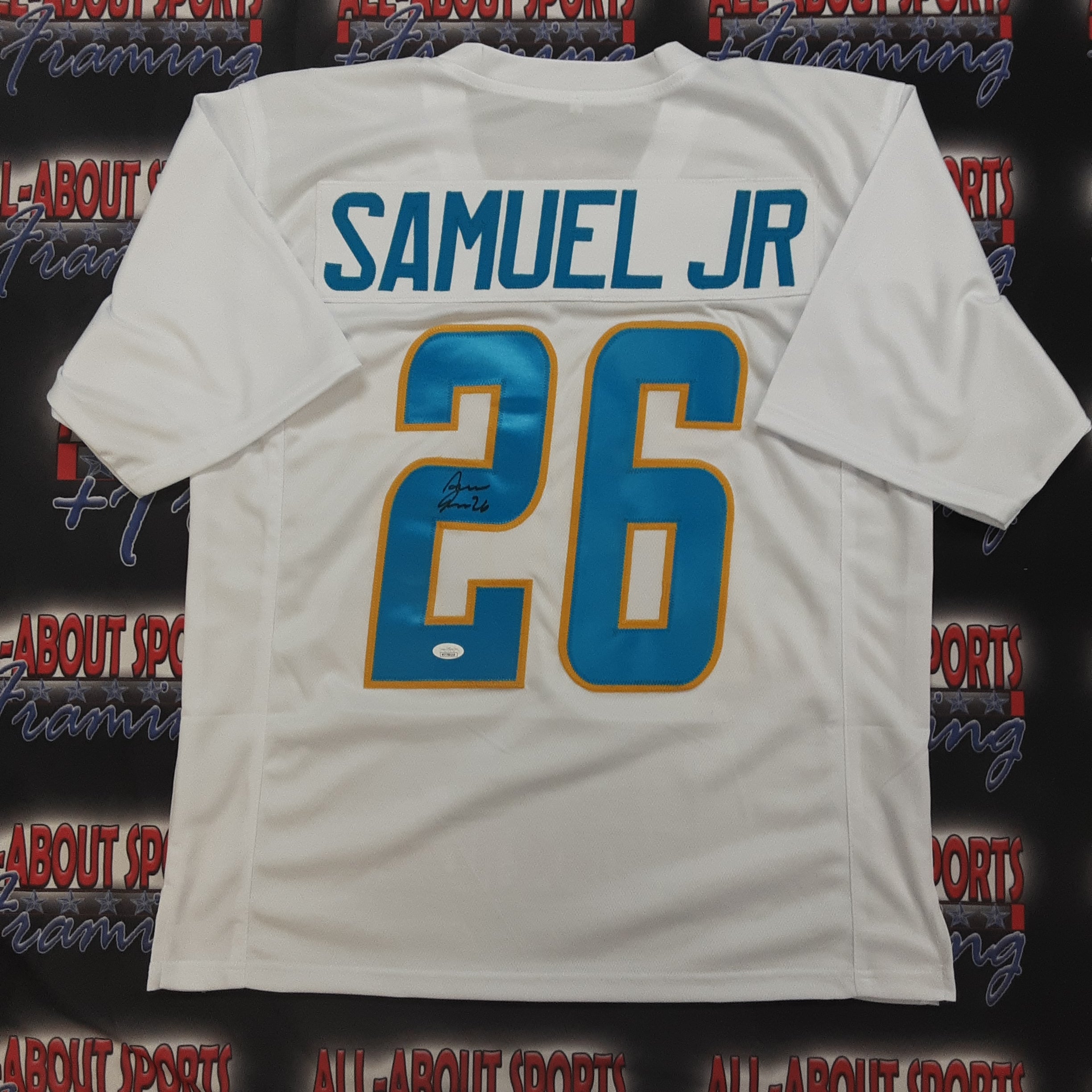 Asante Samuel Jr Autographed Los Angeles Chargers Yellow Football NFL  Jersey JSA