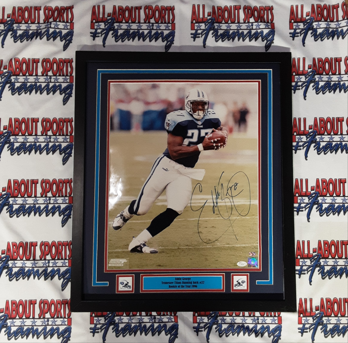 Eddie George Autographed and Framed Tennessee Titans Jersey