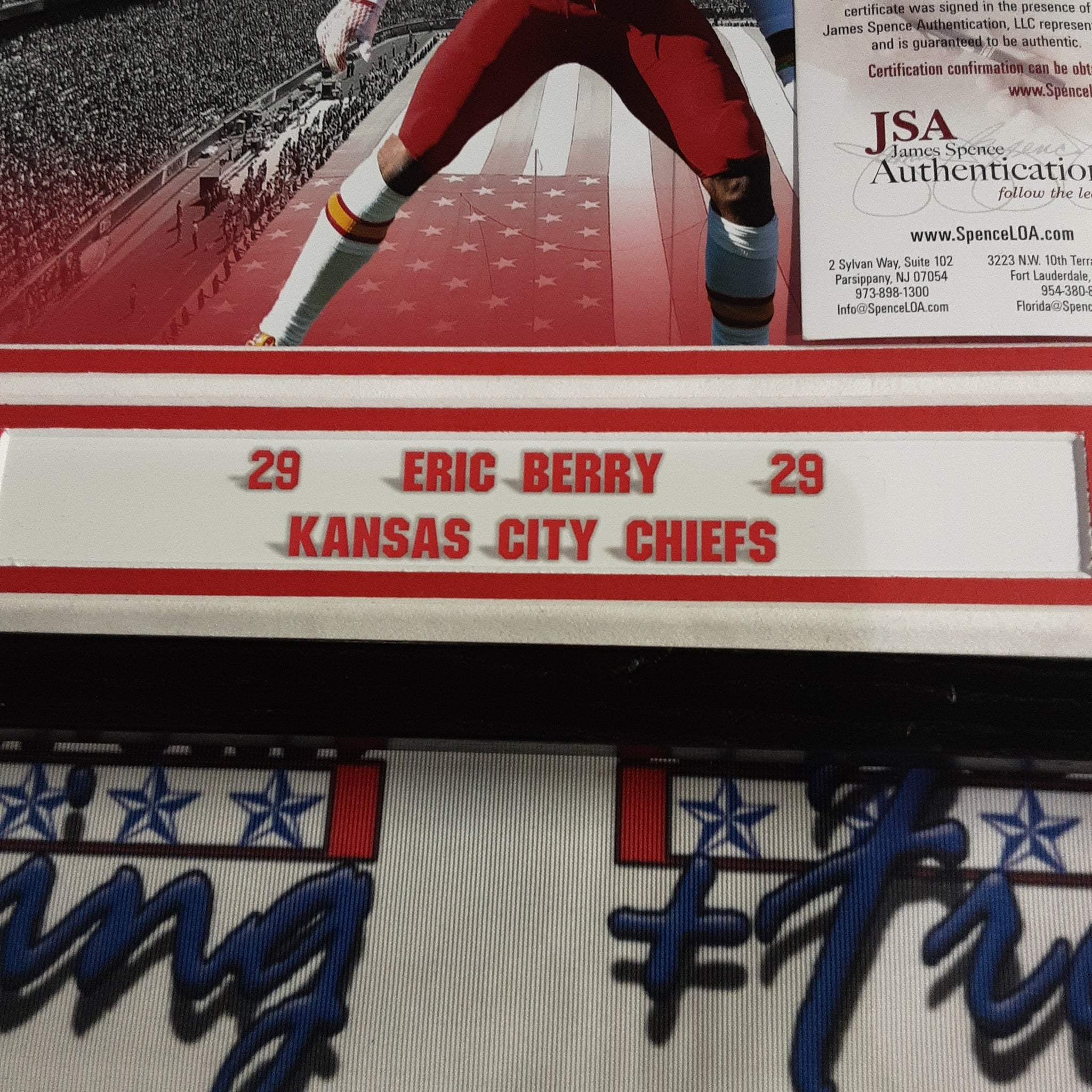 Eric Berry Authentic Signed Framed 11x14 Photo Autographed JSA