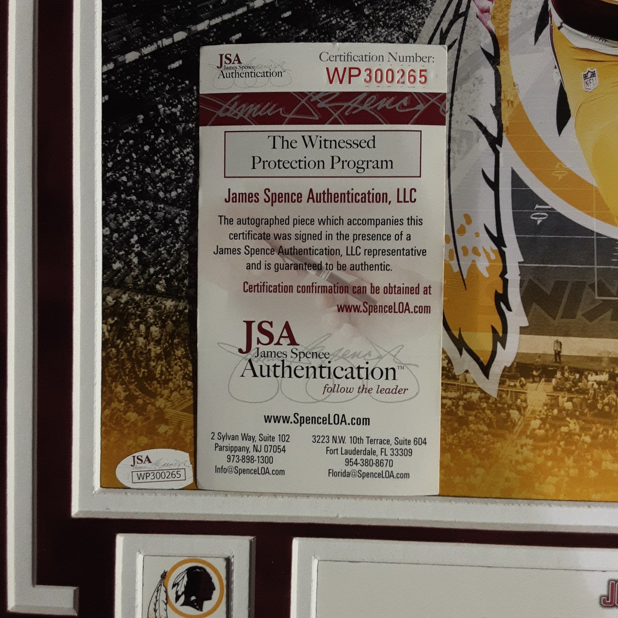 Jordan Reed Authentic Signed Framed 11x14 Photo Autographed JSA