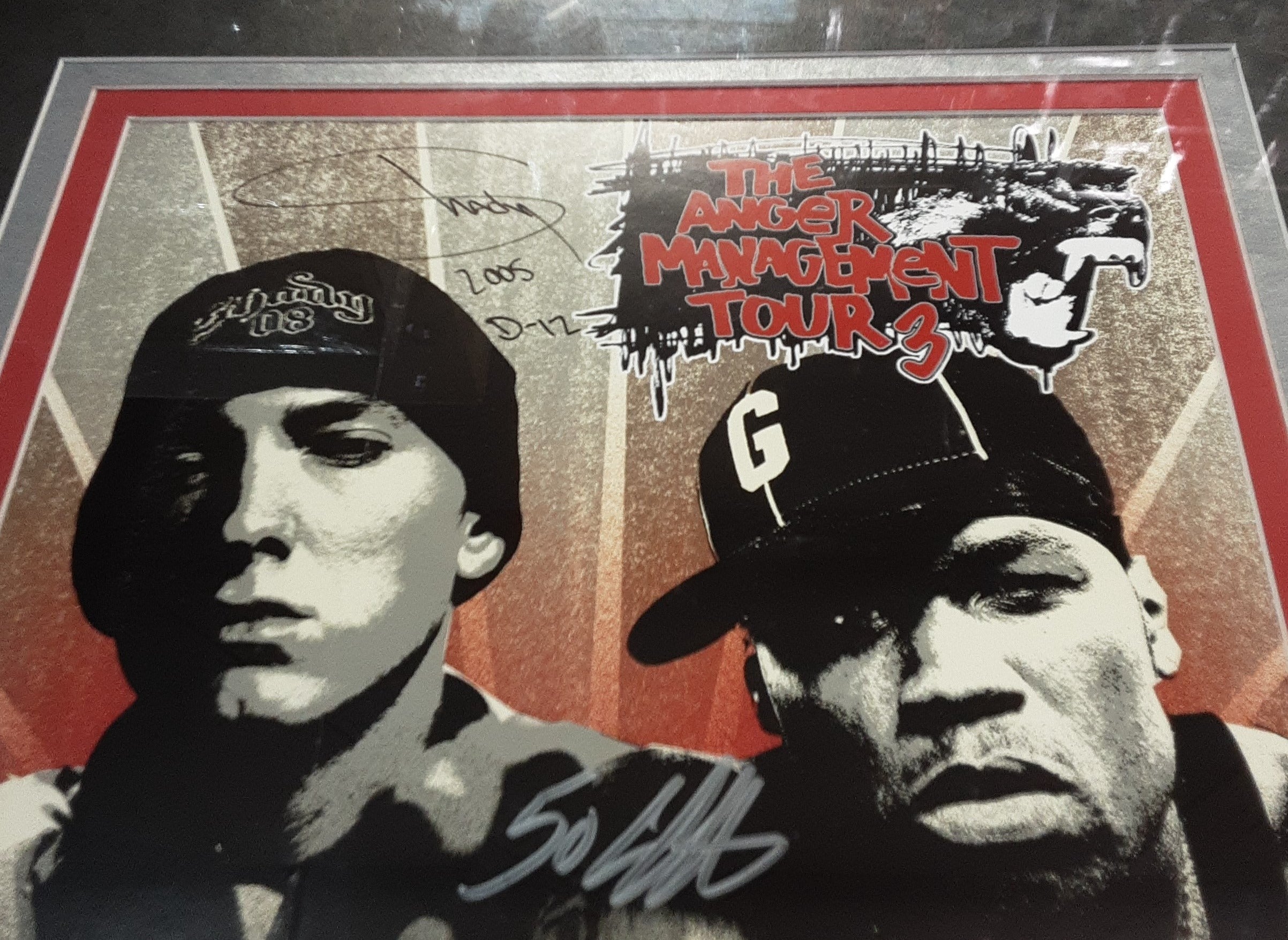 Eminem, 50 Cent, and Lil John Authentic Signed Framed 14x20 Poster Aut