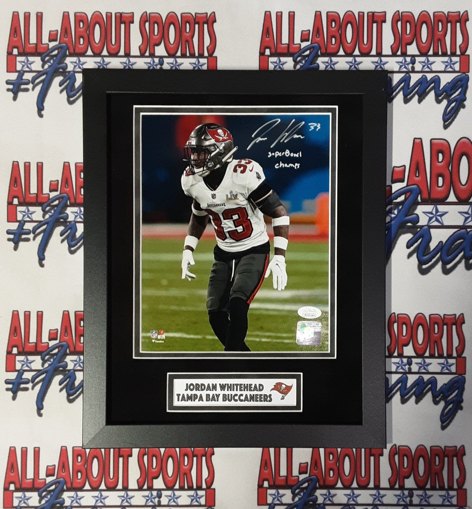 Jordan Whitehead Authentic Signed Framed 8x10 Photo Autographed with Inscription JSA