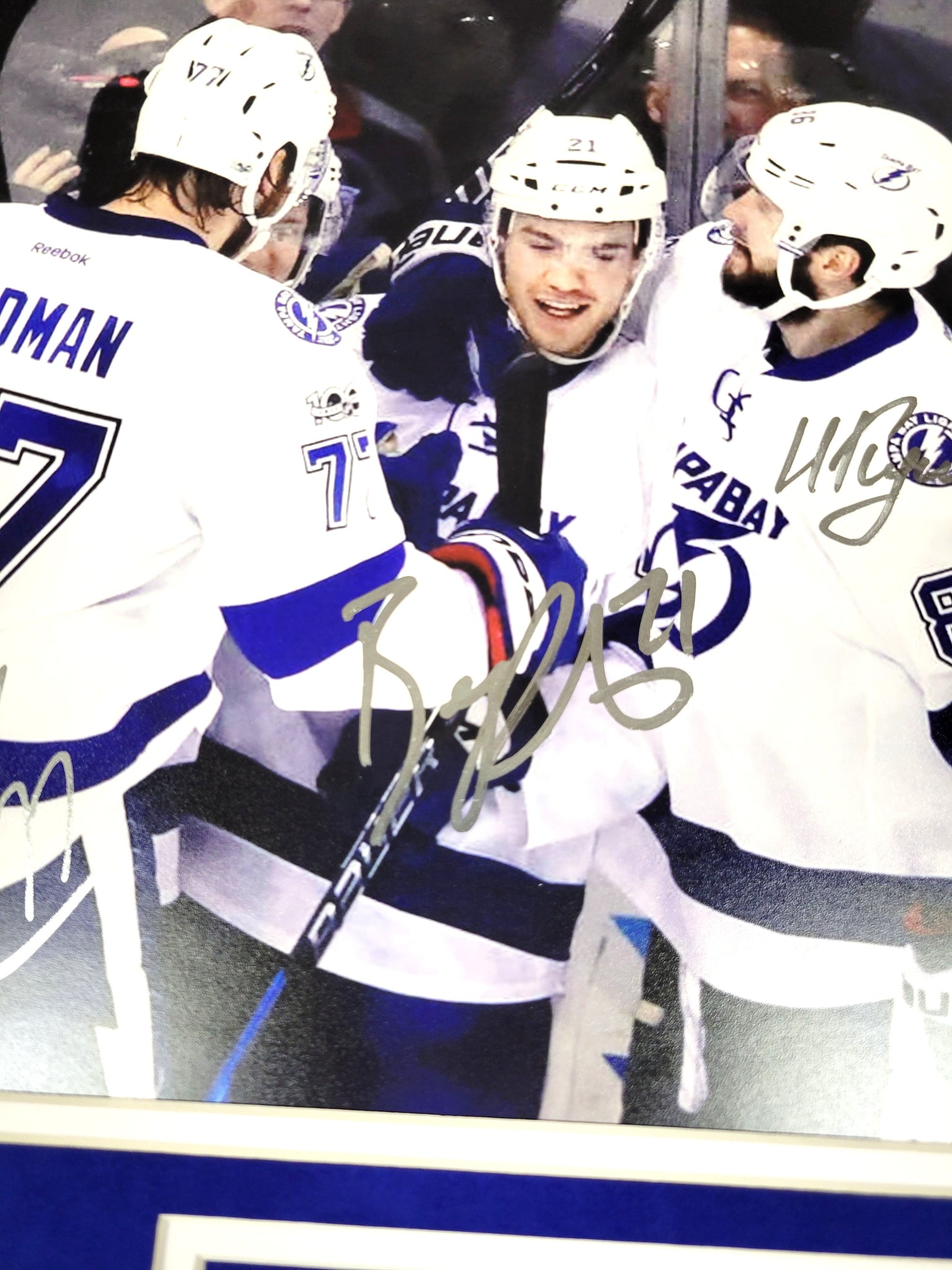 Brayden Point, Victor Hedman, and Nikita Kucherov Signed Framed 11x14 Photo Autographed JSA