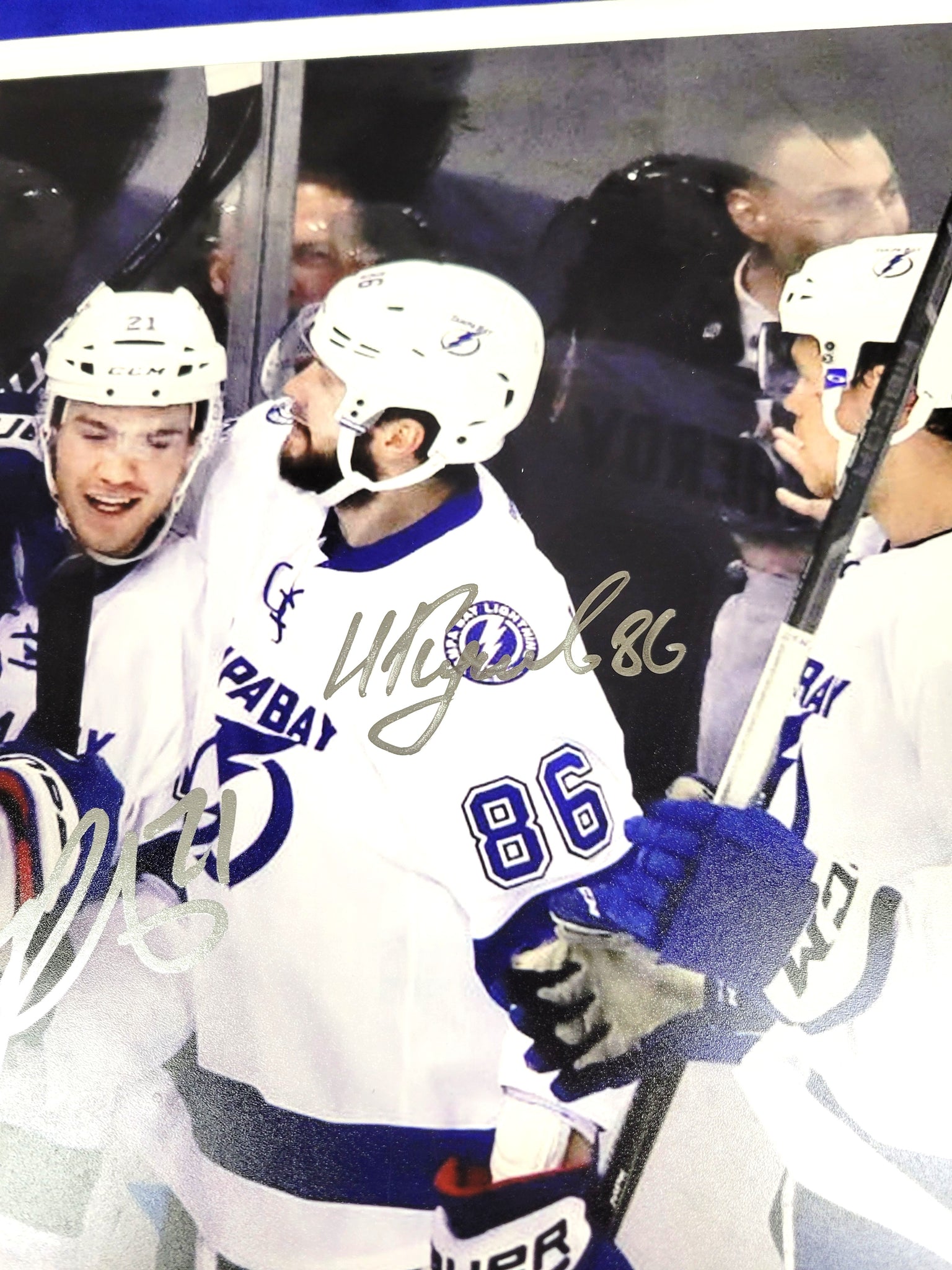 Brayden Point, Victor Hedman, and Nikita Kucherov Signed Framed 11x14 Photo Autographed JSA