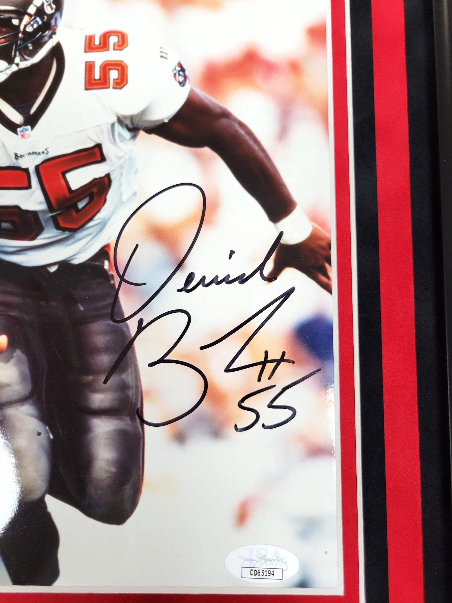 Derrick Brooks Authentic Signed Framed 8x10 Photo Autographed JSA