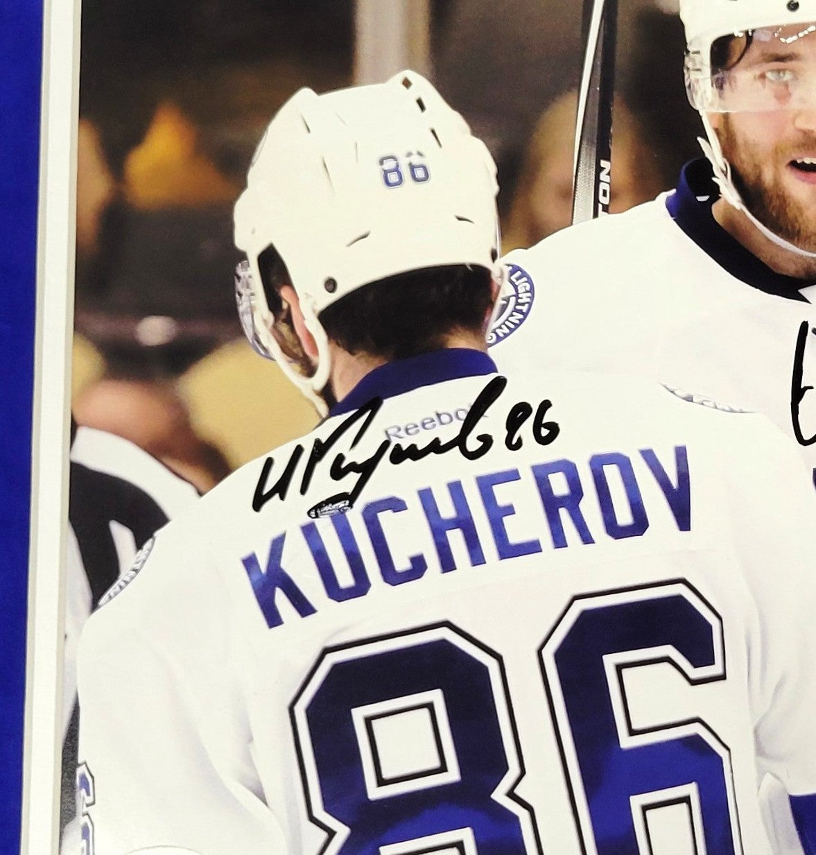 Andrei Vasilevskiy, Victor Hedman, and Nikita Kucherov Signed Framed 11x14 Photo Autographed JSA