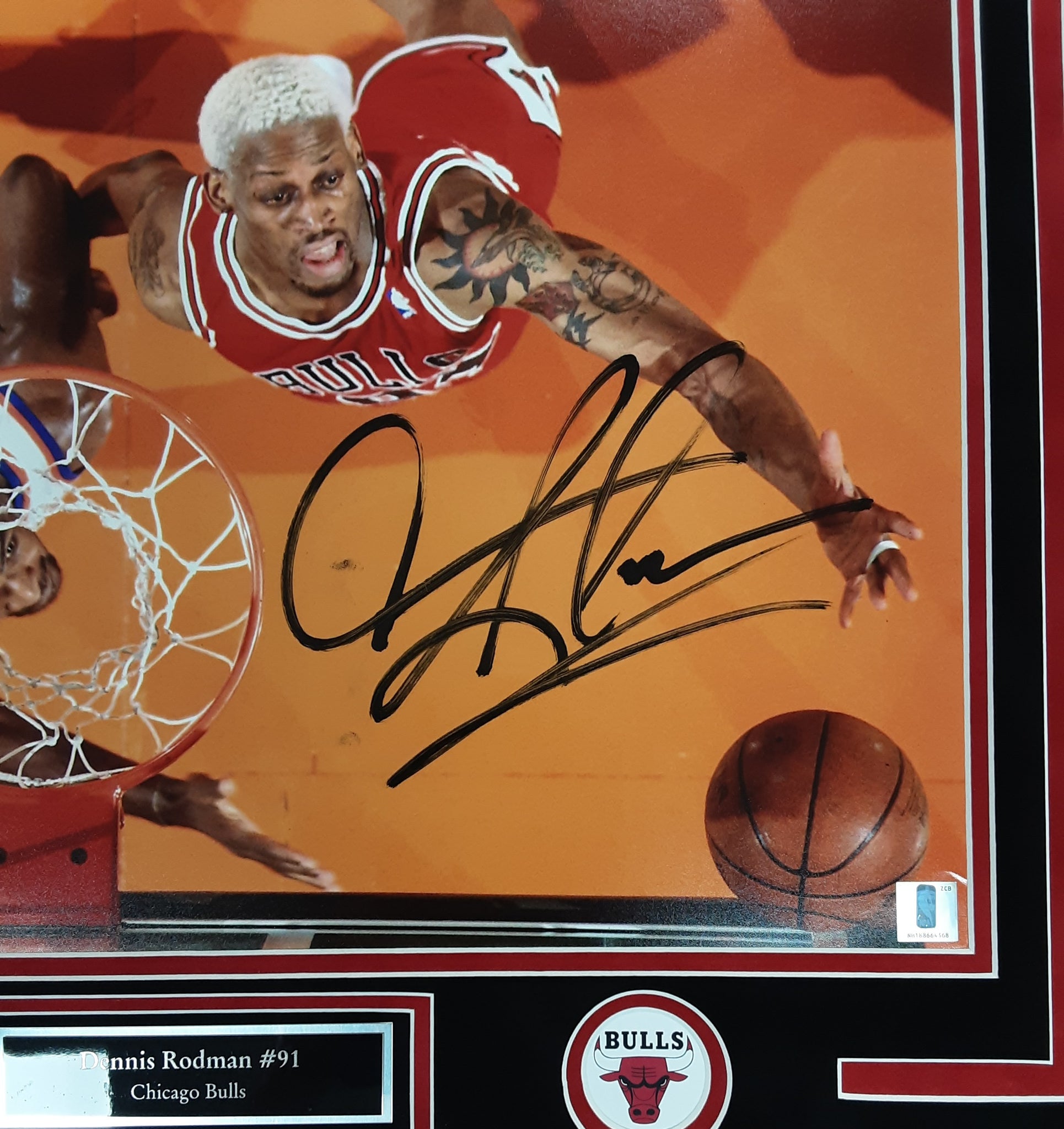 Dennis Rodman Authentic Signed Framed 16x20 Photo Autographed JSA