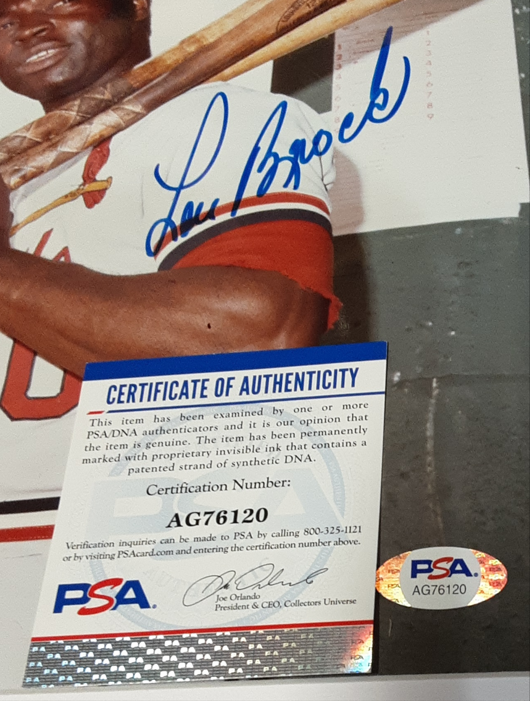 Lou Brock Authentic Signed Framed 8x10 Photo Autographed PSA