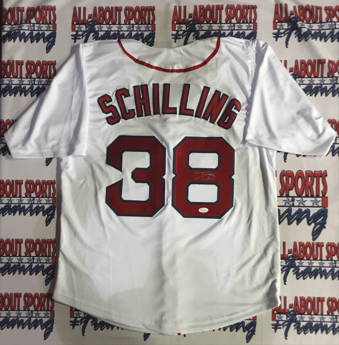 Curt Schilling Autographed and Framed White Boston Red Sox Jersey