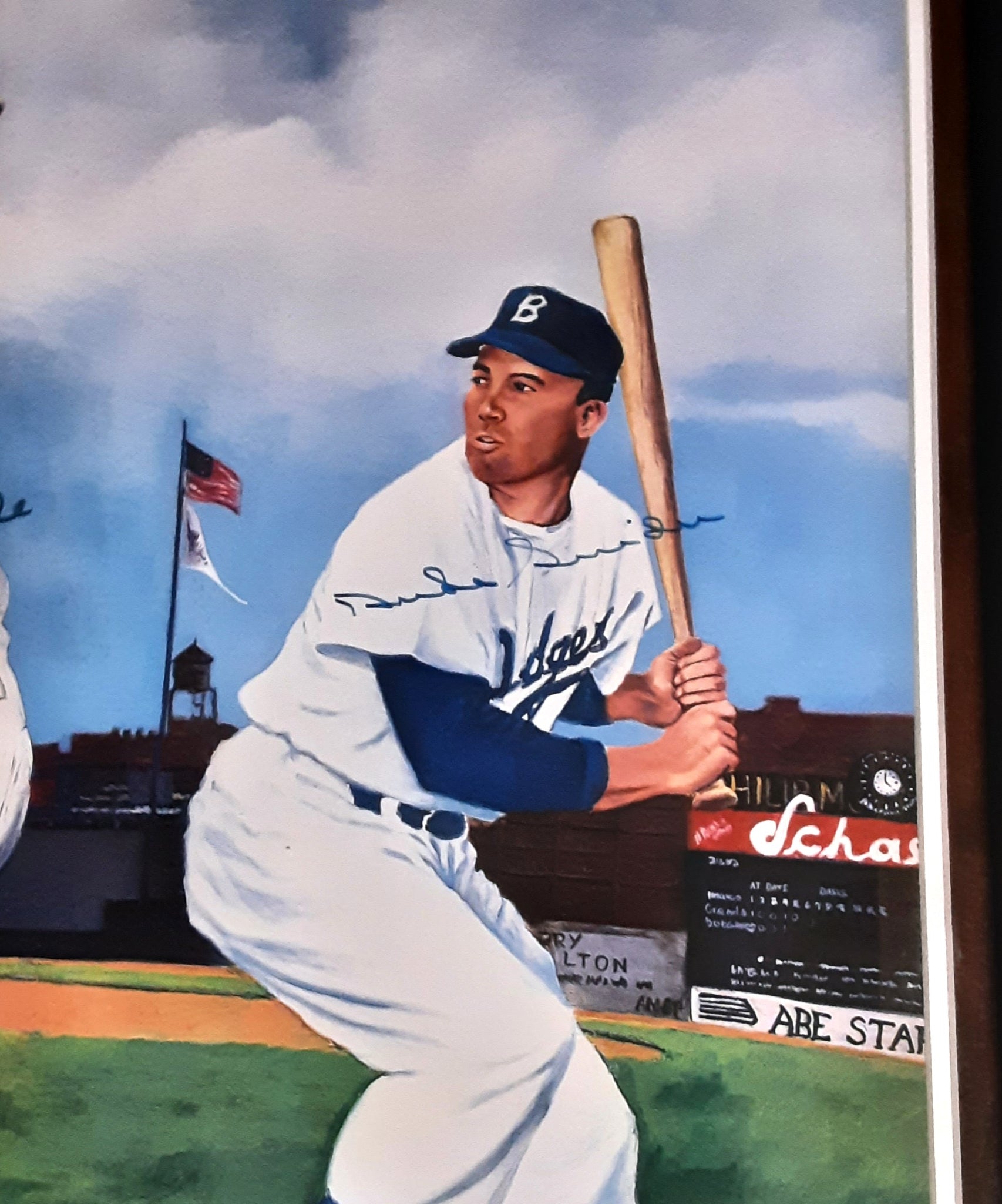 Mickey Mantle, Willie Mays, and Duke Snider Authentic Signed Framed 22x28 Color Lithograph Autographed JSA LOA