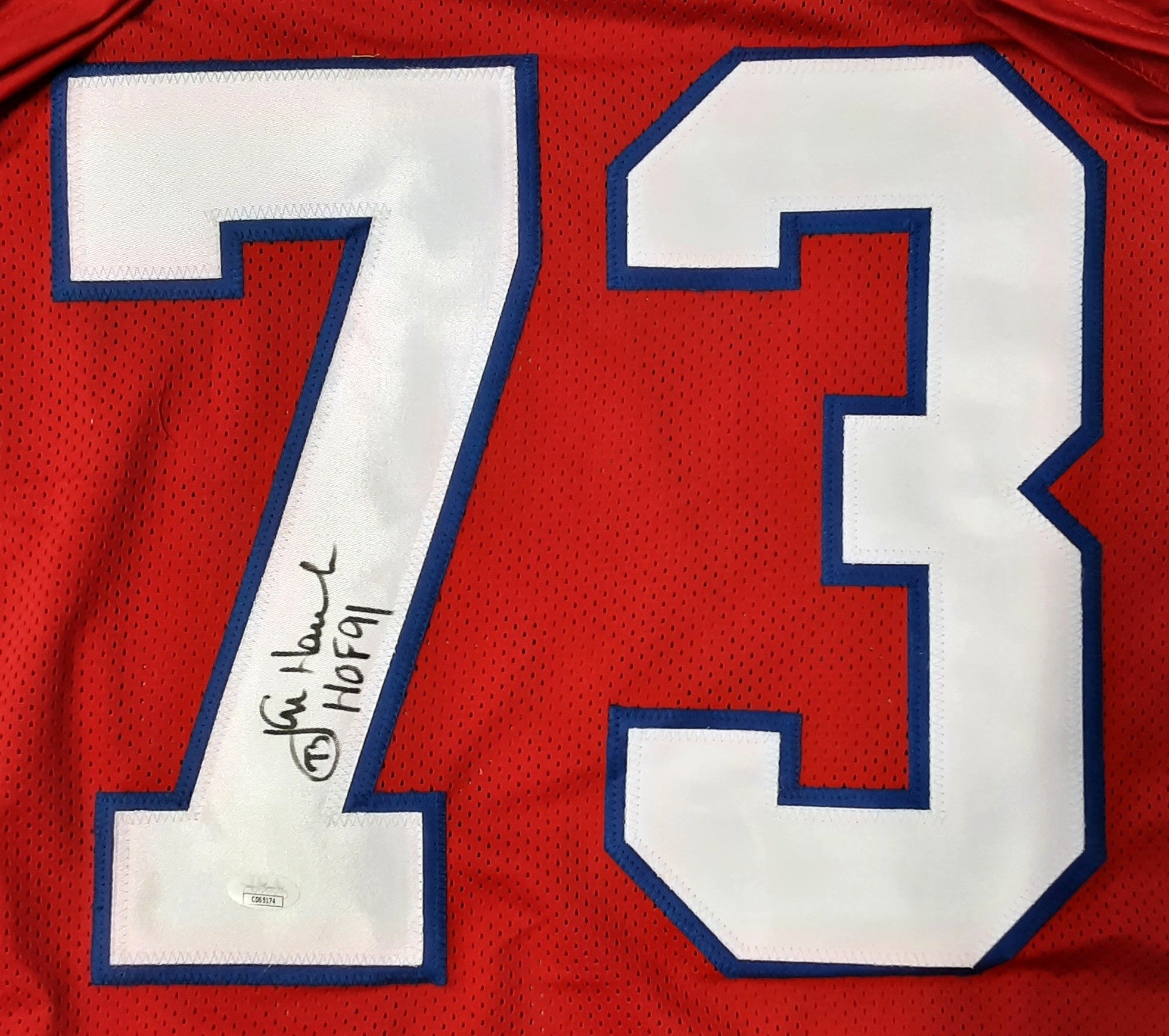 John Hannah Authentic Signed Pro Style Jersey Autographed with Inscription JSA R1