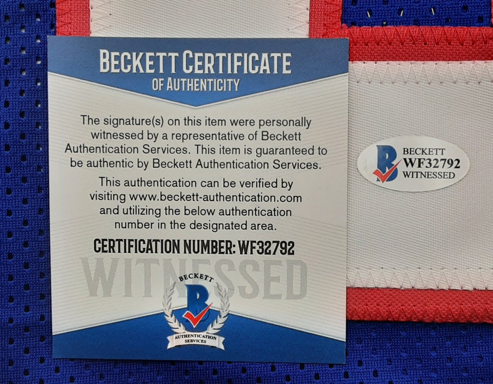 Cornelius Bennett Authentic Signed Pro Style Jersey Autographed Beckett R1
