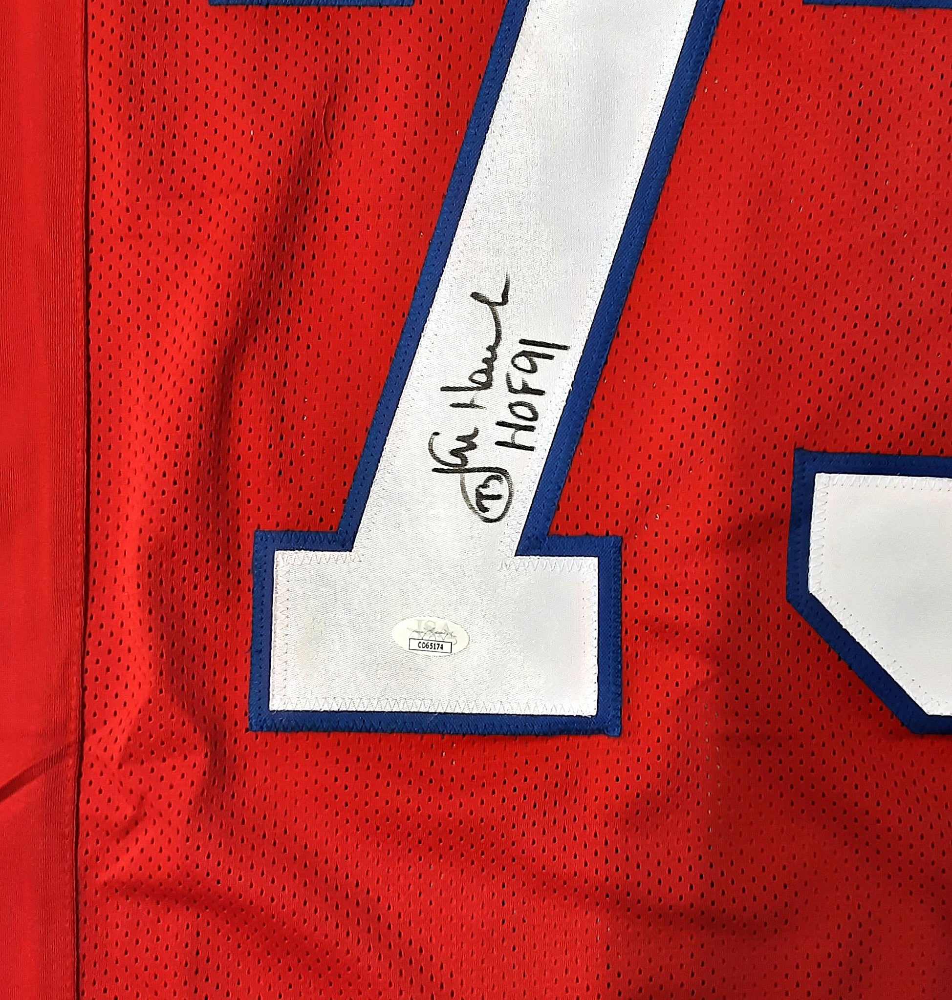 John Hannah Authentic Signed Pro Style Jersey Autographed with Inscription JSA R1