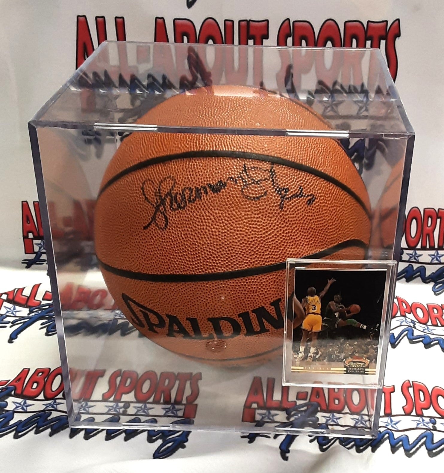 Sherman Douglas Authentic Signed Basketball Autographed with Trading Card and Case JSA