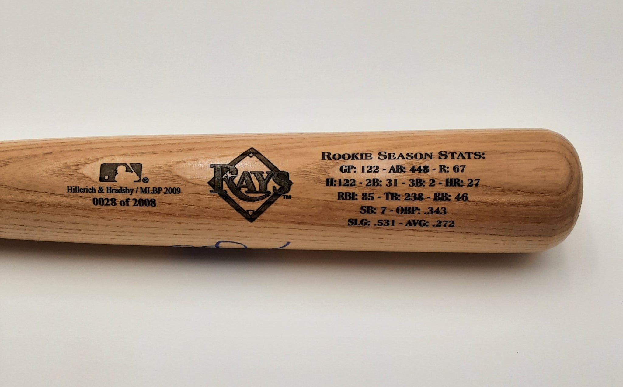 Evan Longoria Authentic Signed Pro Style Baseball Bat Autographed JSA