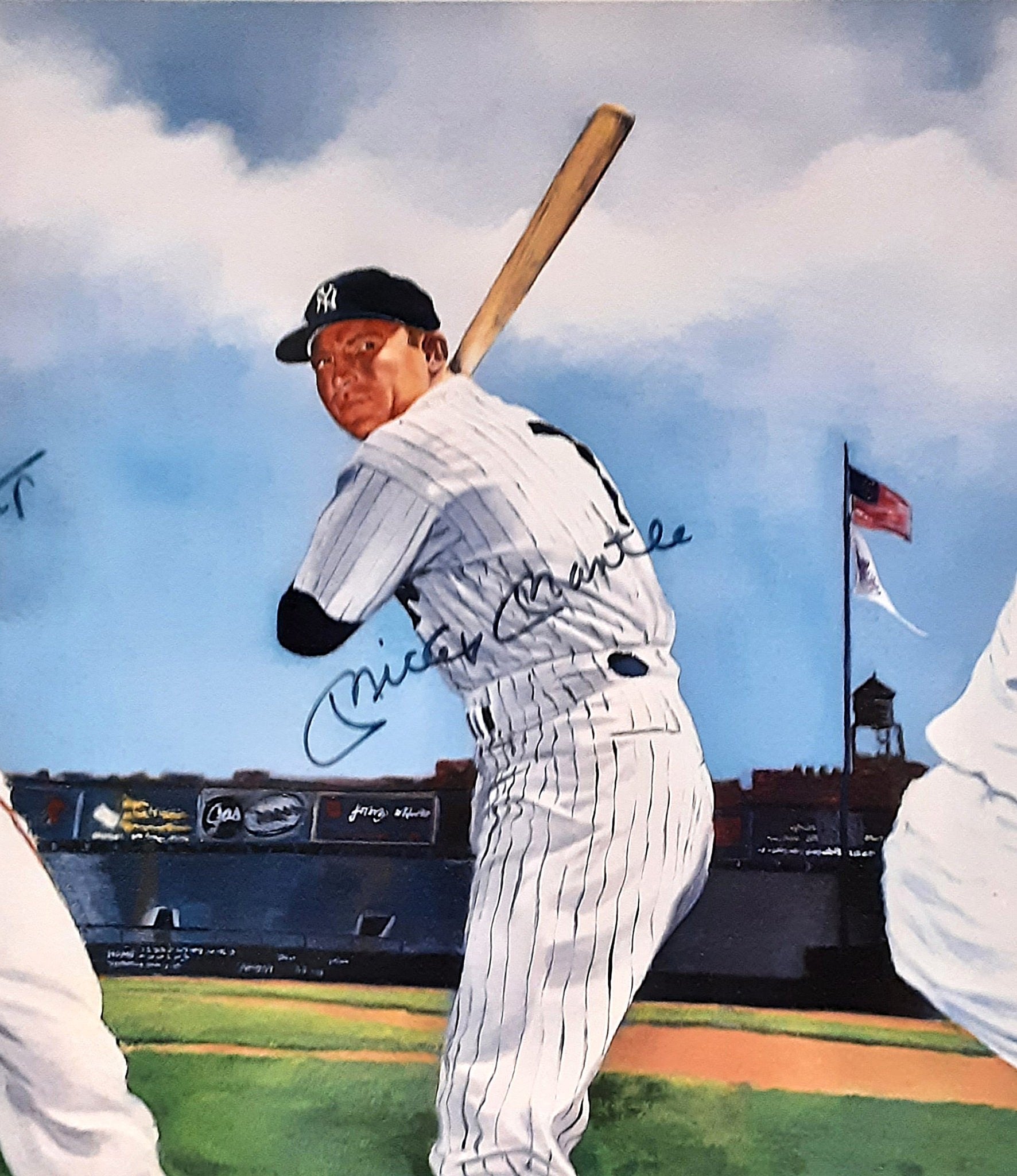 Mickey Mantle, Willie Mays, and Duke Snider Authentic Signed Framed 22x28 Color Lithograph Autographed JSA LOA