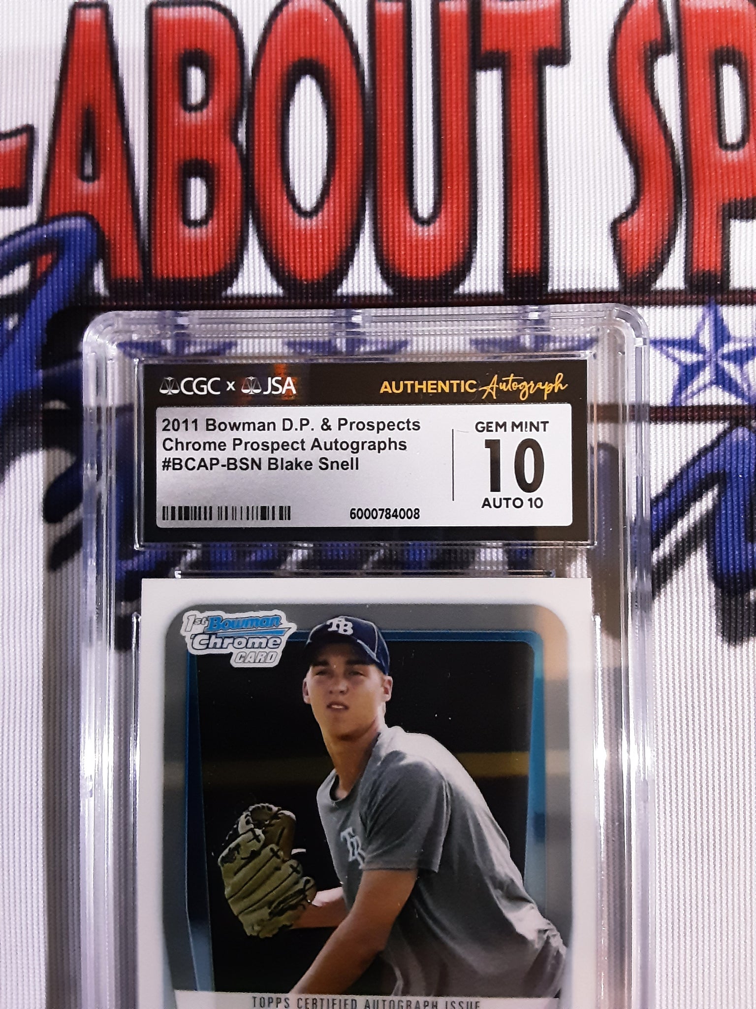 2011 Bowman D.P. & Prospects Chrome Prospect Autographs #BCAP-BSN Blake Snell Card GEM Mint 10 Authentic Autographed