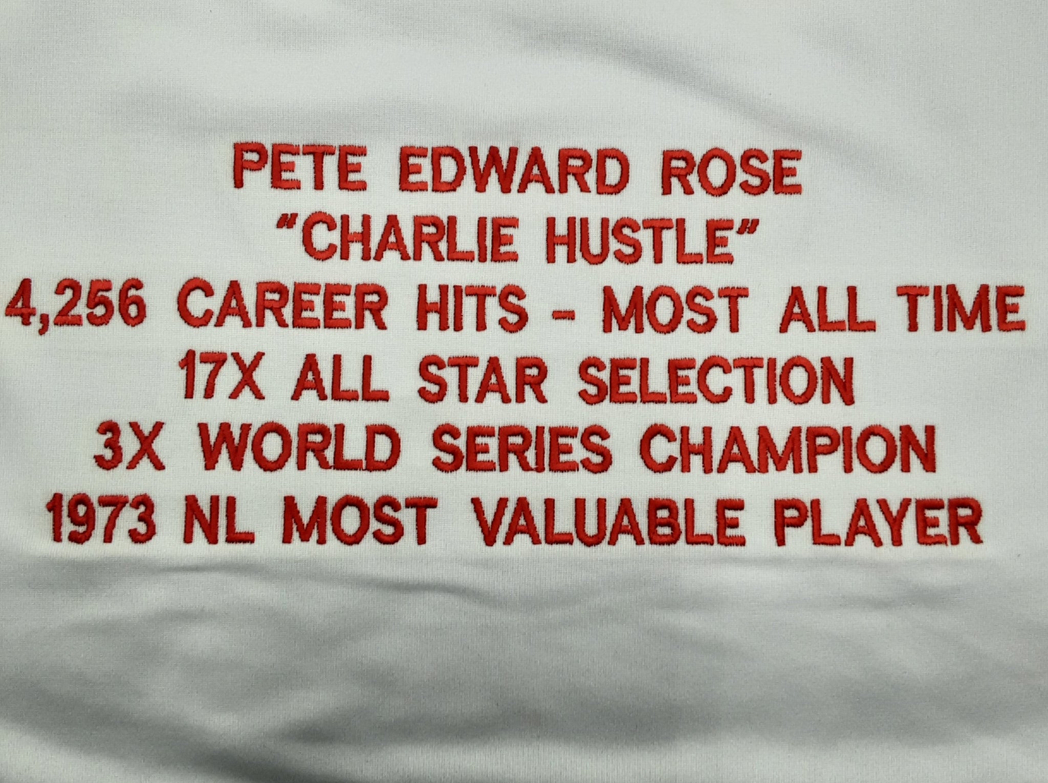 Pete Rose Authentic Signed Pro Style Stats Jersey Autographed JSA