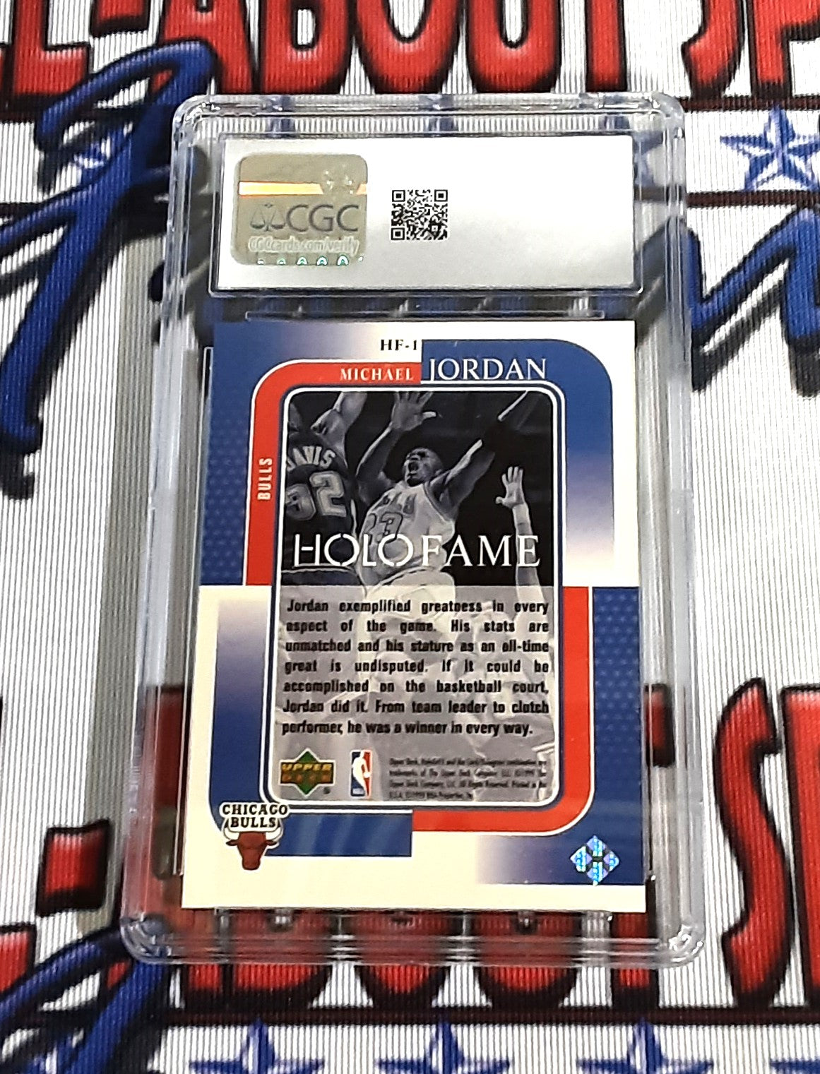 1999-00 Upper Deck HoloGrFX HoloFame #HF-1 Michael Jordan NM/MINT 8 Authentic Basketball Card CGC