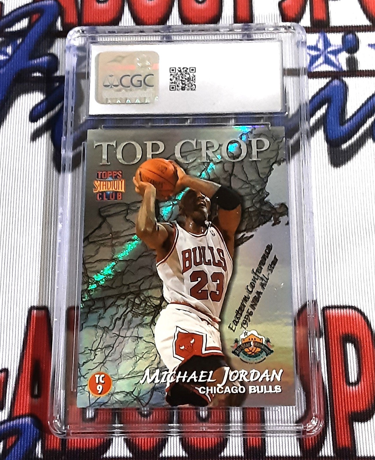 1996-97 Stadium Club Top Crop TC#9 Michael Jordan/Gary Payton Near Mint 7 Authentic Basketball Card CGC