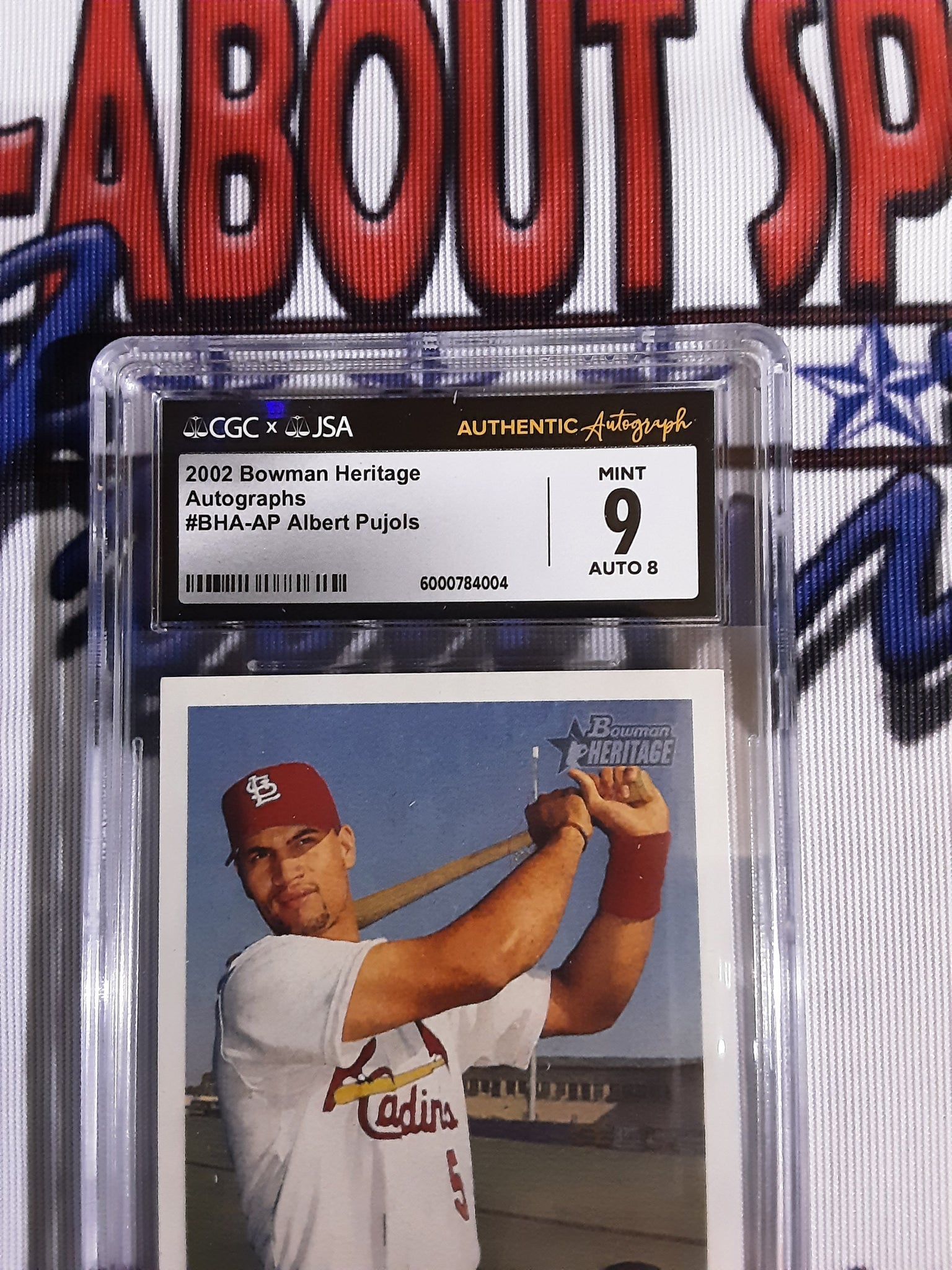 2002 Bowman Heritage Autographs #BHA-AP Albert Pujols Card MINT 9 Authentic Autographed