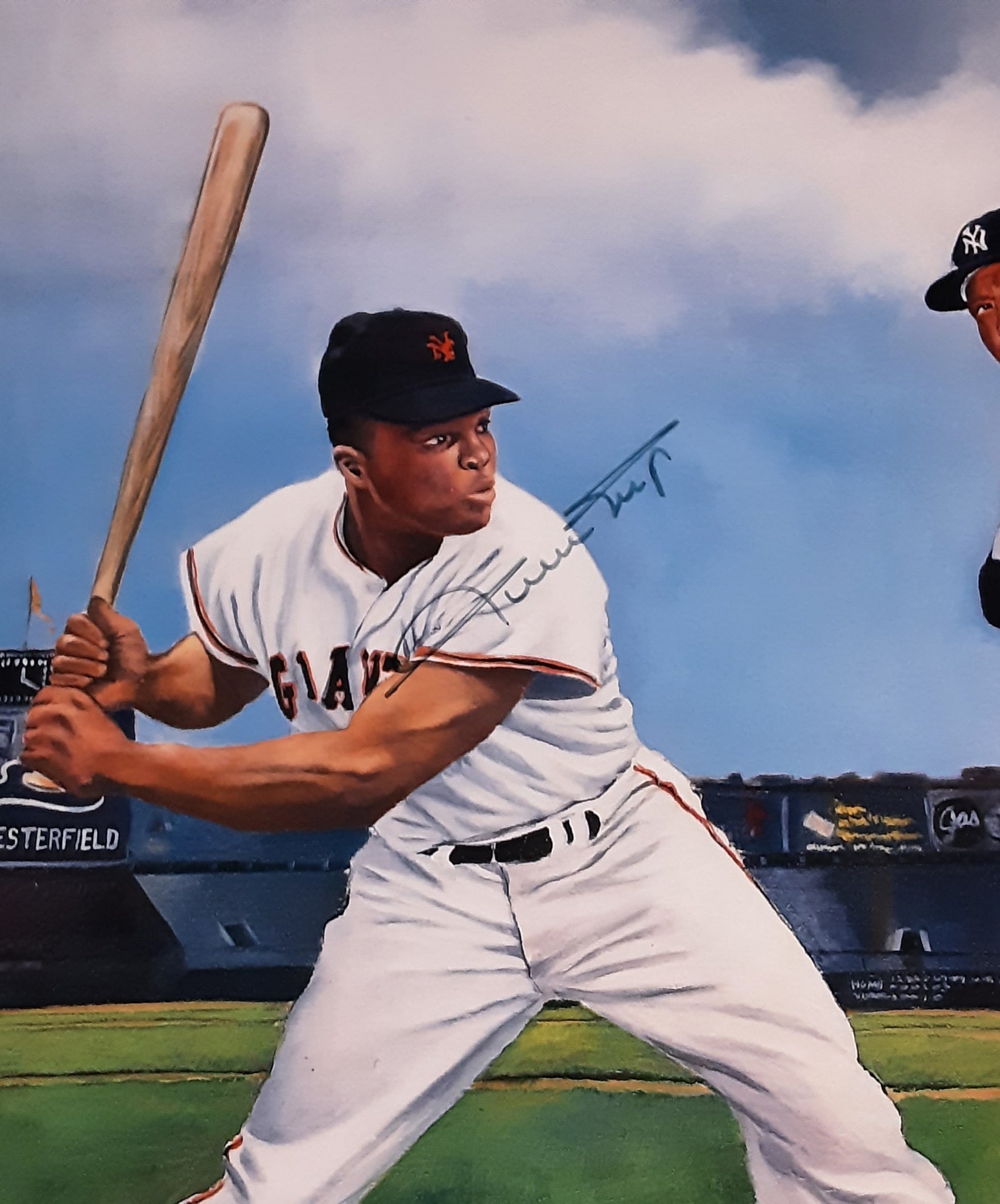 Mickey Mantle, Willie Mays, and Duke Snider Authentic Signed Framed 22x28 Color Lithograph Autographed JSA LOA