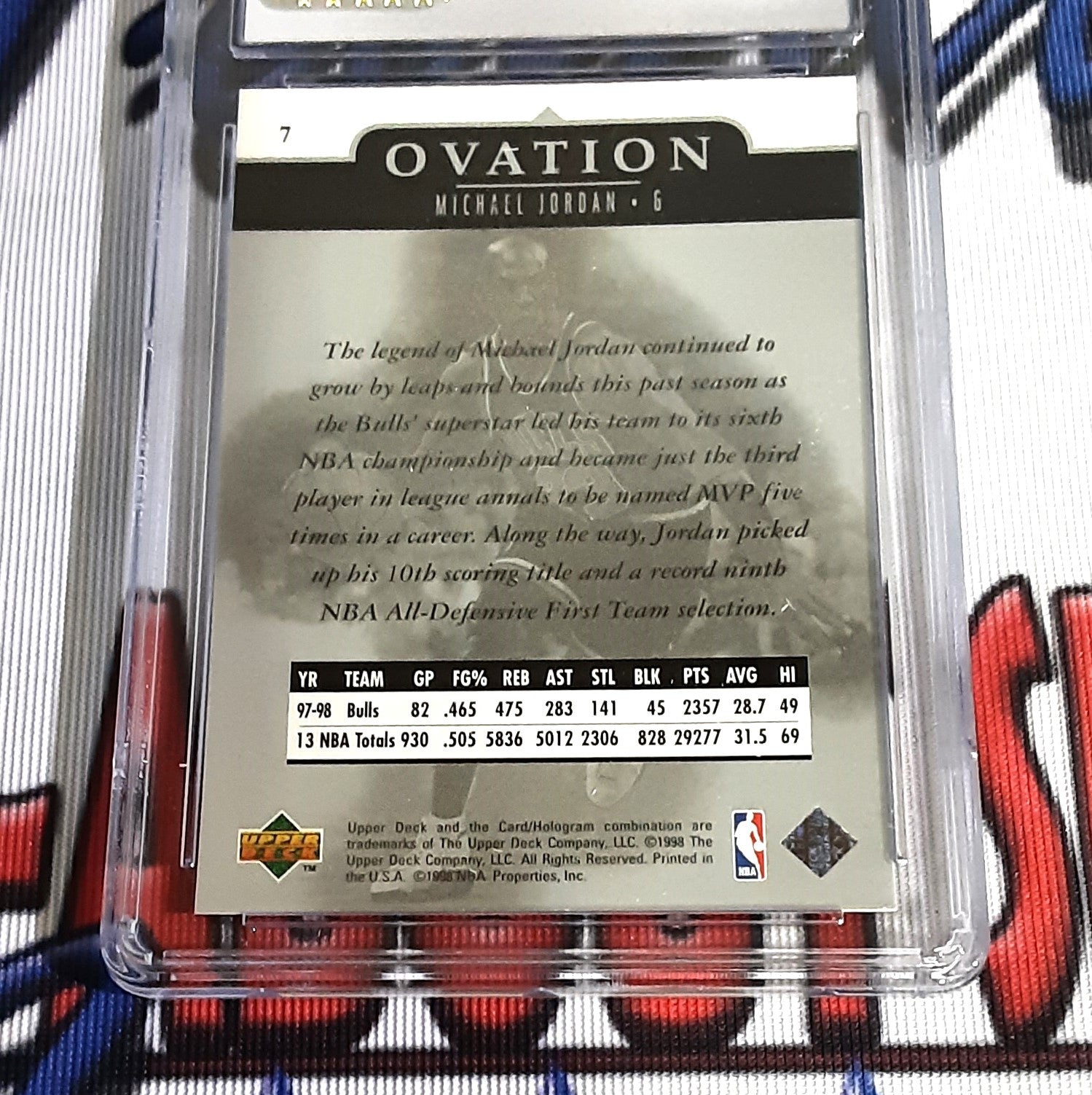 1998-99 Upper Deck Ovation #7 Michael Jordan NM/MINT 8 Authentic Baske