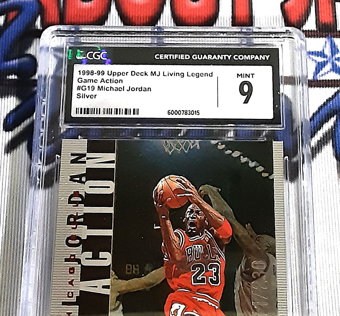 1998-99 Upper Deck MJ Living Legend Game Action #G19 Michael Jordan Silver Mint 9 Authentic Basketball Card CGC