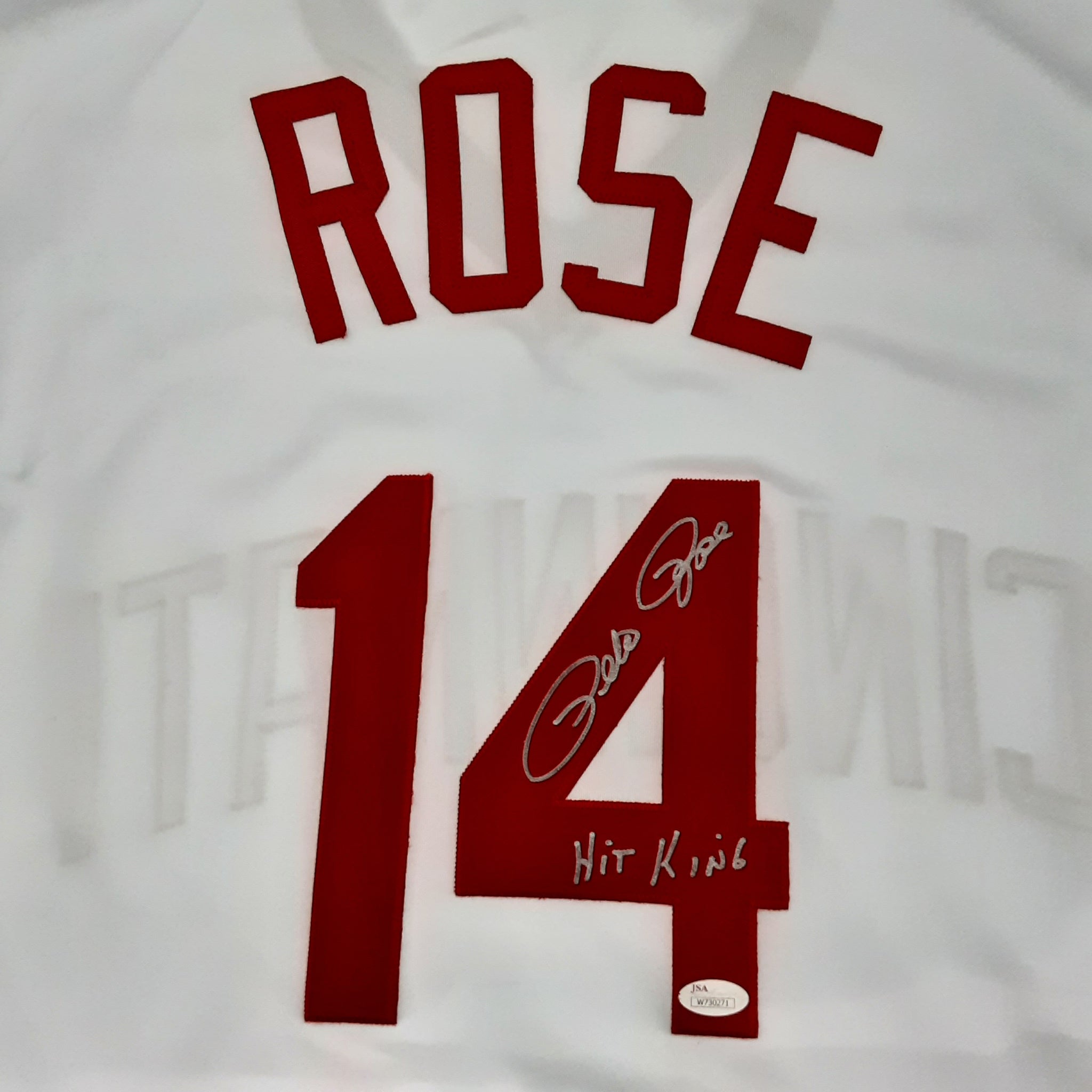 Pete Rose Authentic Signed Pro Style Stats Jersey Autographed JSA