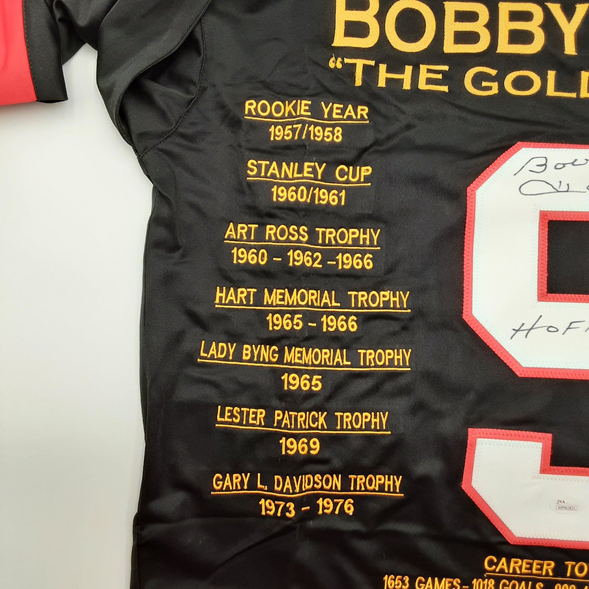 Bobby Hull Authentic Signed Pro Style Stats Jersey Autographed with Inscription JSA