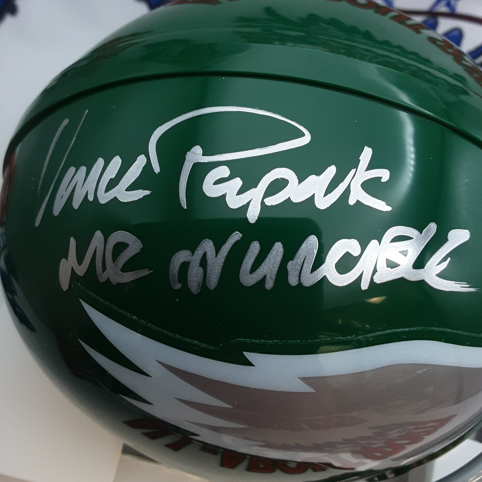 Vince Papale Authentic Signed Autographed Mini Helmet w/Inscription JSA.