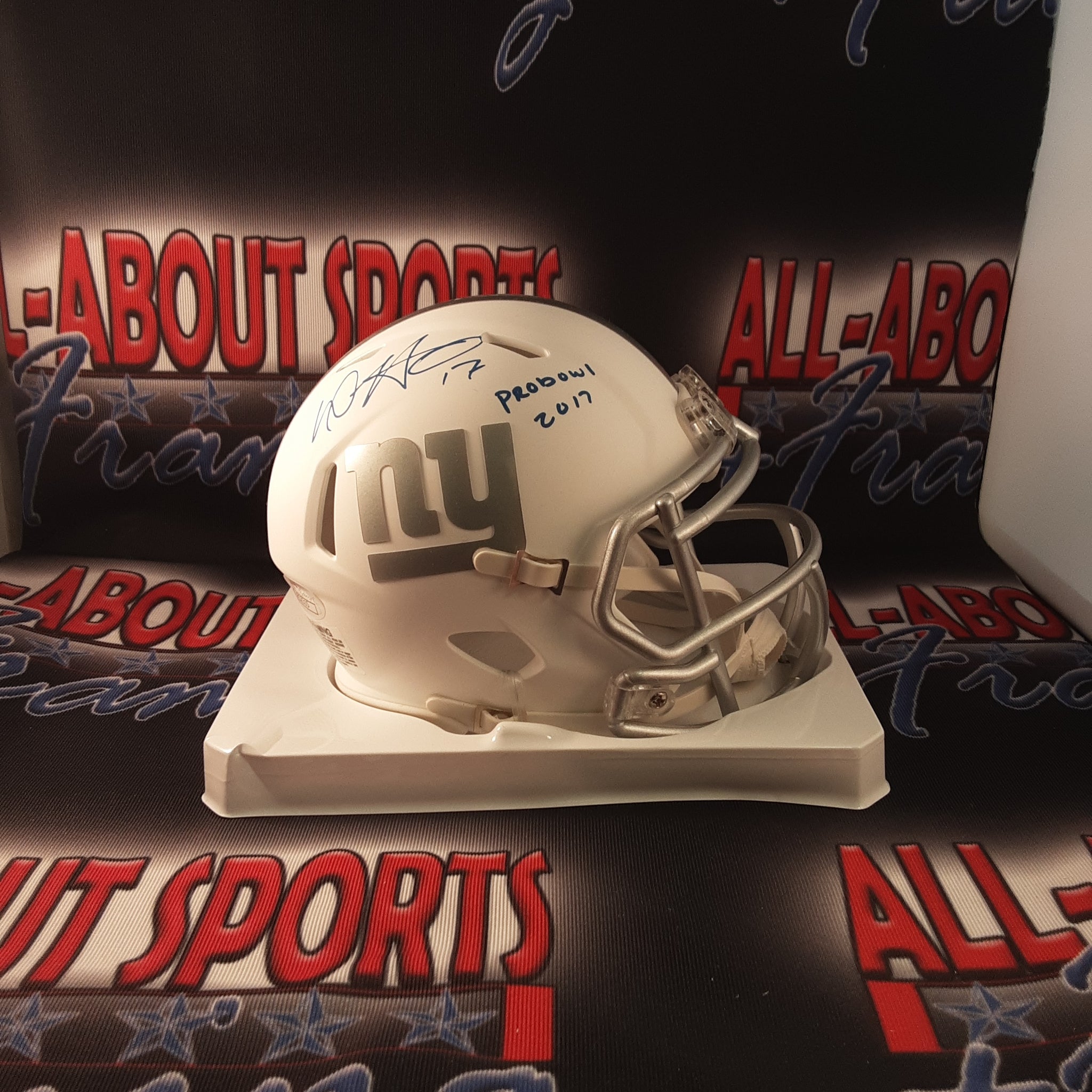 Dwayne Harris Authentic Signed Autographed w/Inscription Mini Helmet JSA.