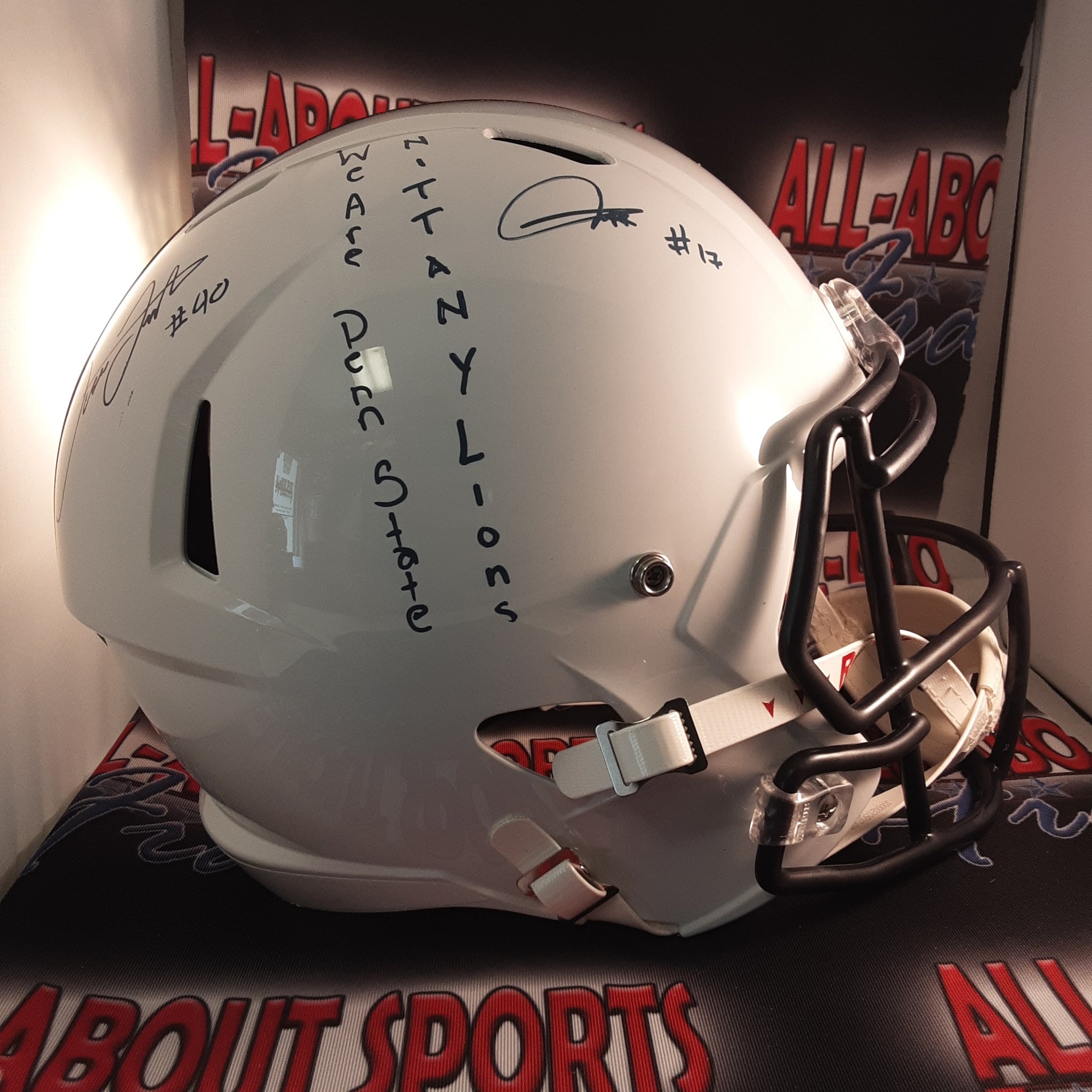 Jesse Luketa & Arnold Ebiketie Authentic w/Inscription Signed Penn Autographed Full-size Replica Helmet JSA.