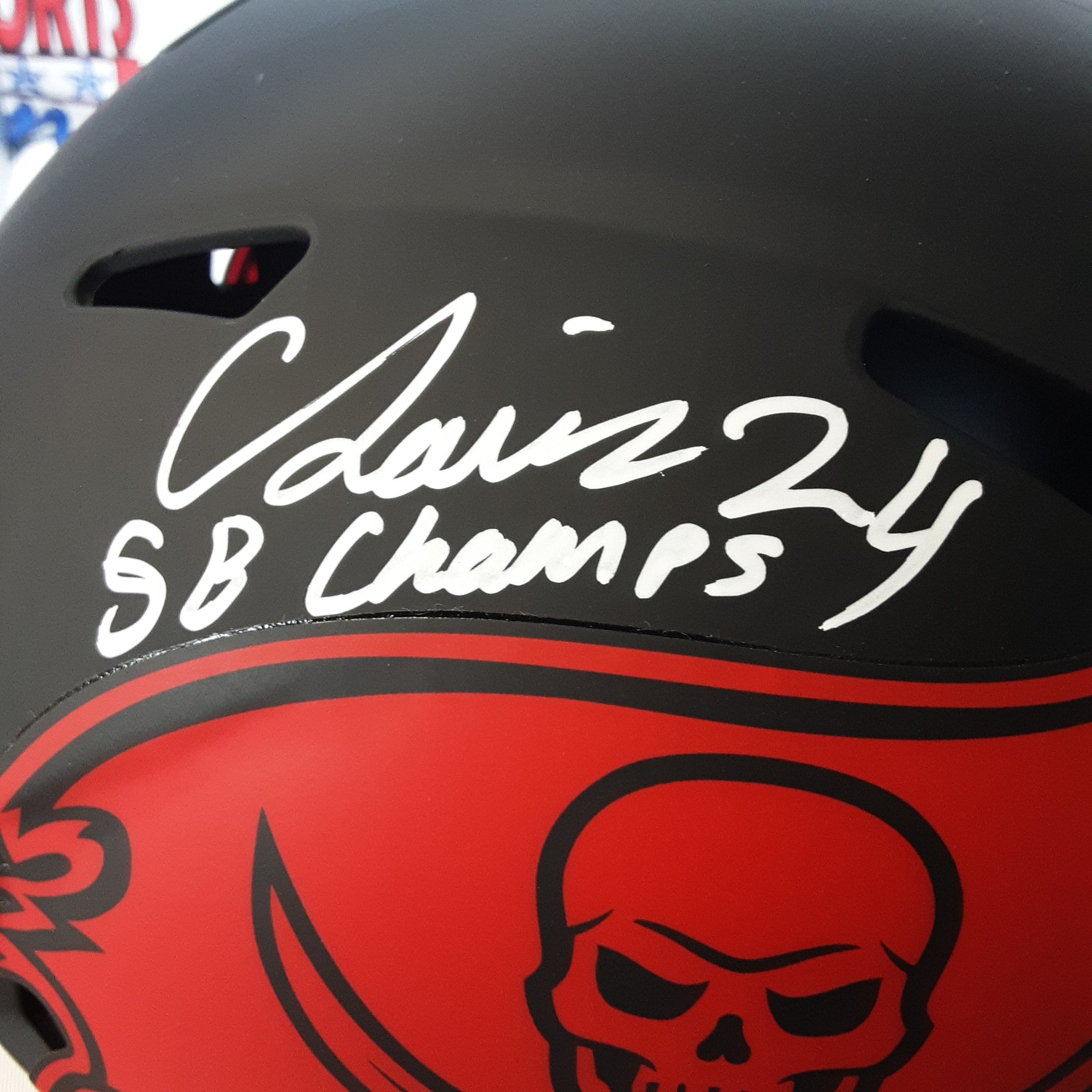 Carlton Davis Authentic Signed with inscription Autographed Full-size Replica Helmet JSA