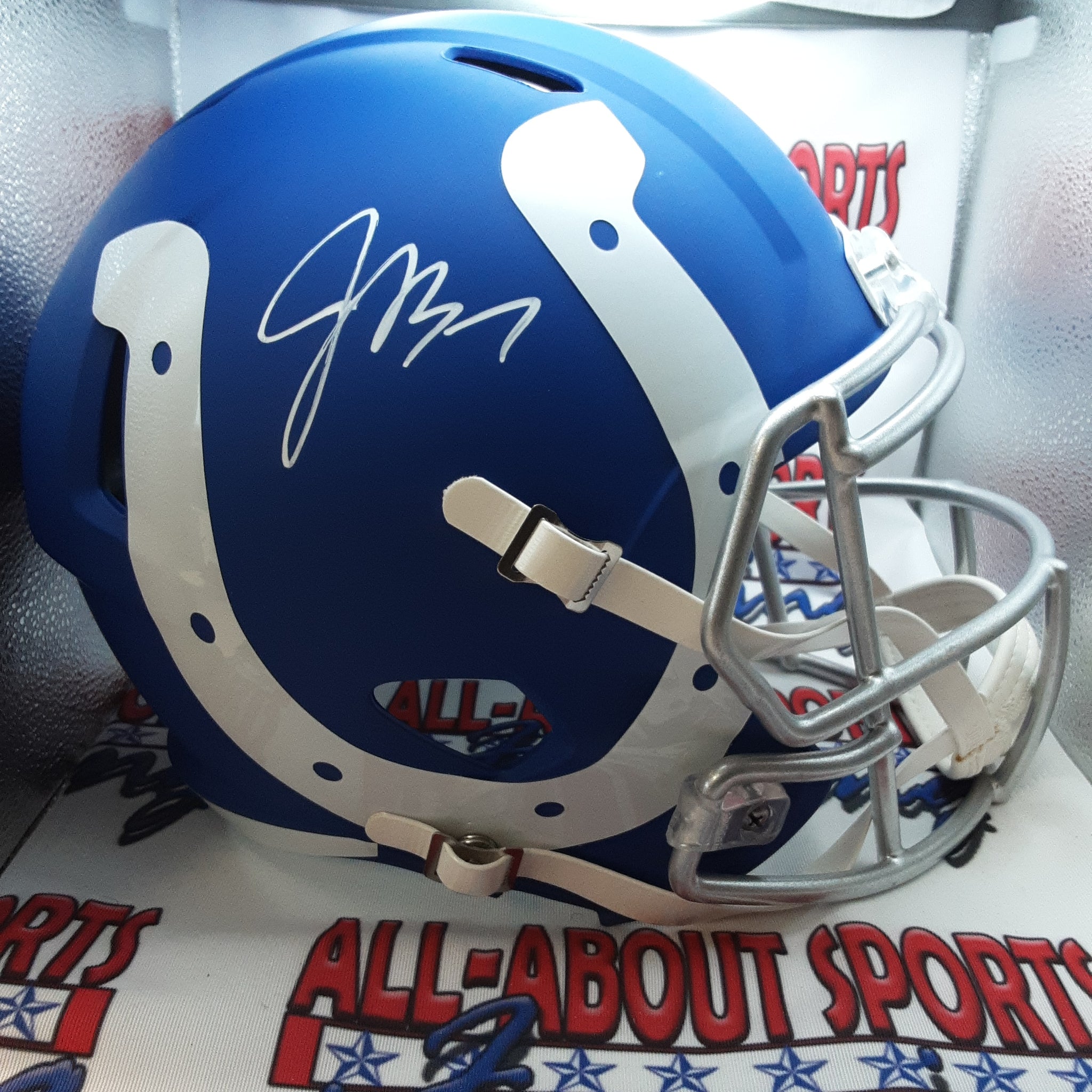 Jacoby Brissett Authentic Signed Autographed Full-size Replica Helmet JSA.