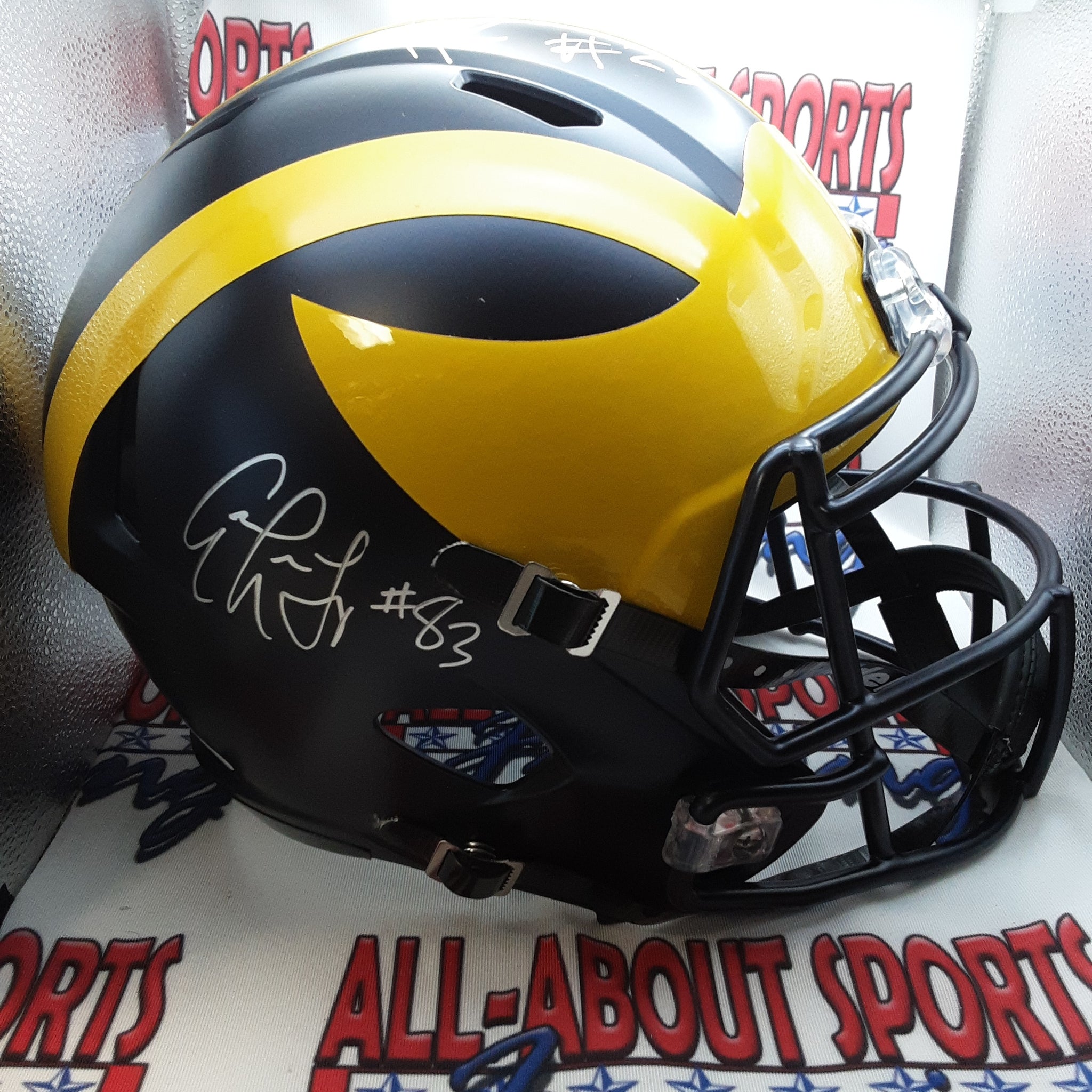 Hassan Haskins and Erick All Authentic Signed Autographed Full-size Replica Helmet JSA