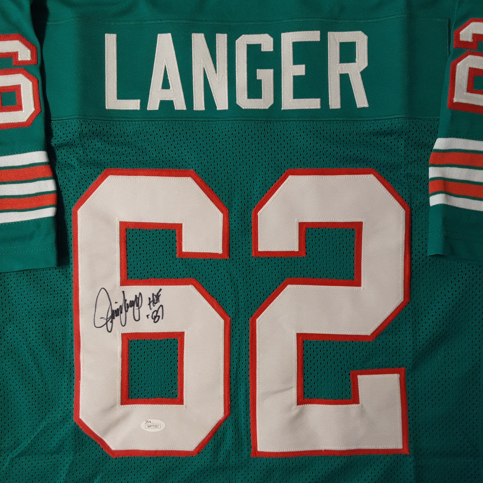 Jim Langer Authentic Signed Pro Style Jersey Autographed JSA