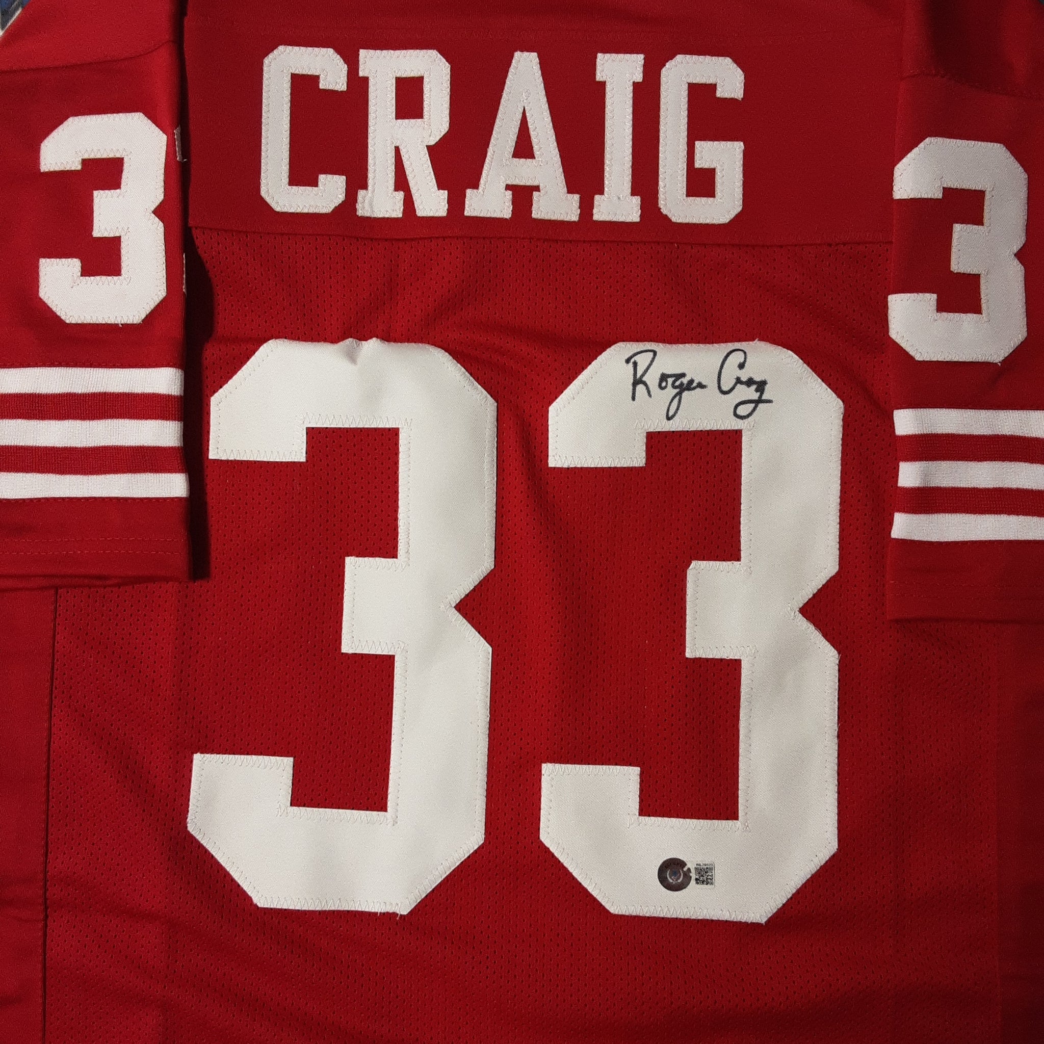 Roger Craig Autographed and Framed Red 49ers Jersey