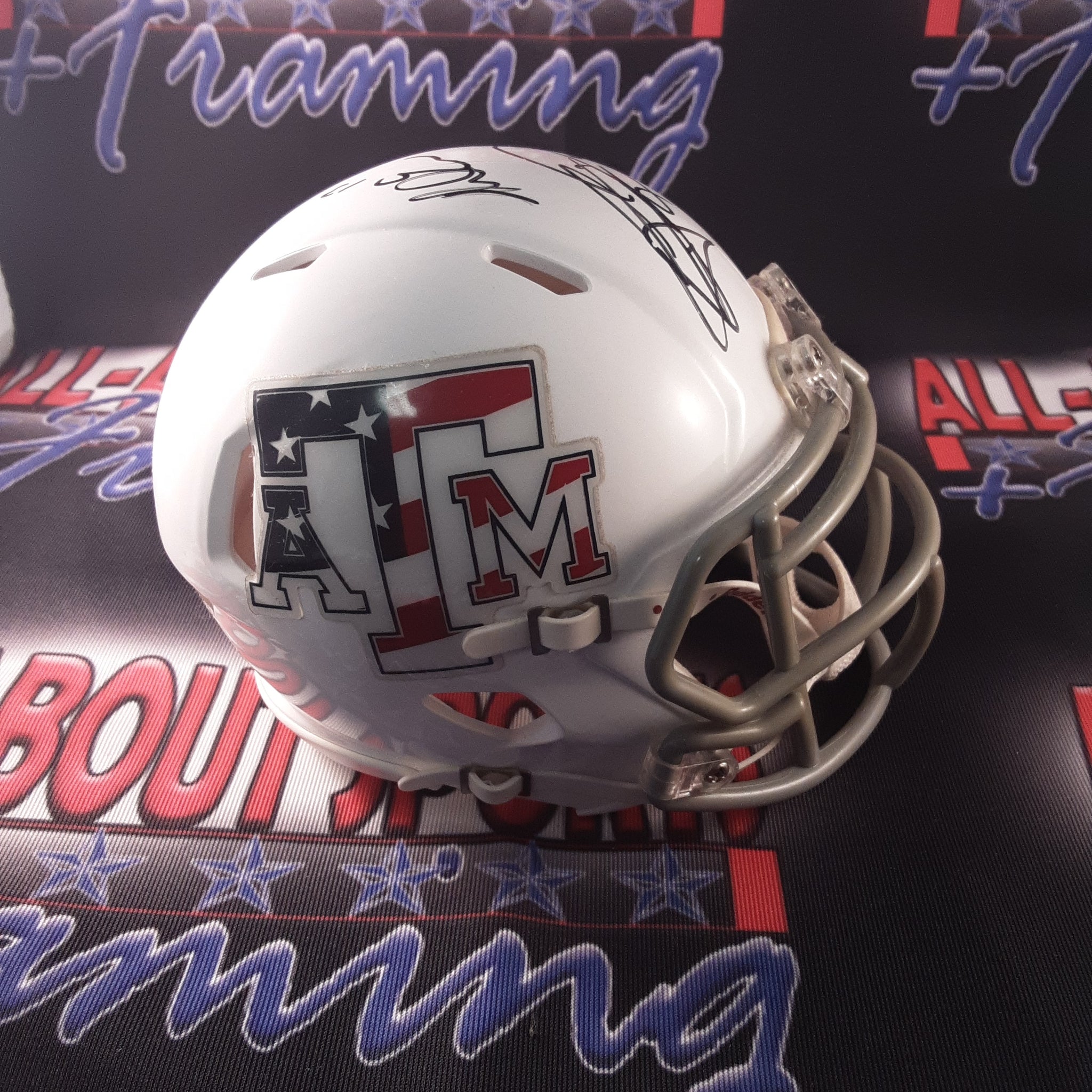 Mike Evans and Johnny Manziel Authentic Signed Texas A&M autographed Mini Helmet JSA.