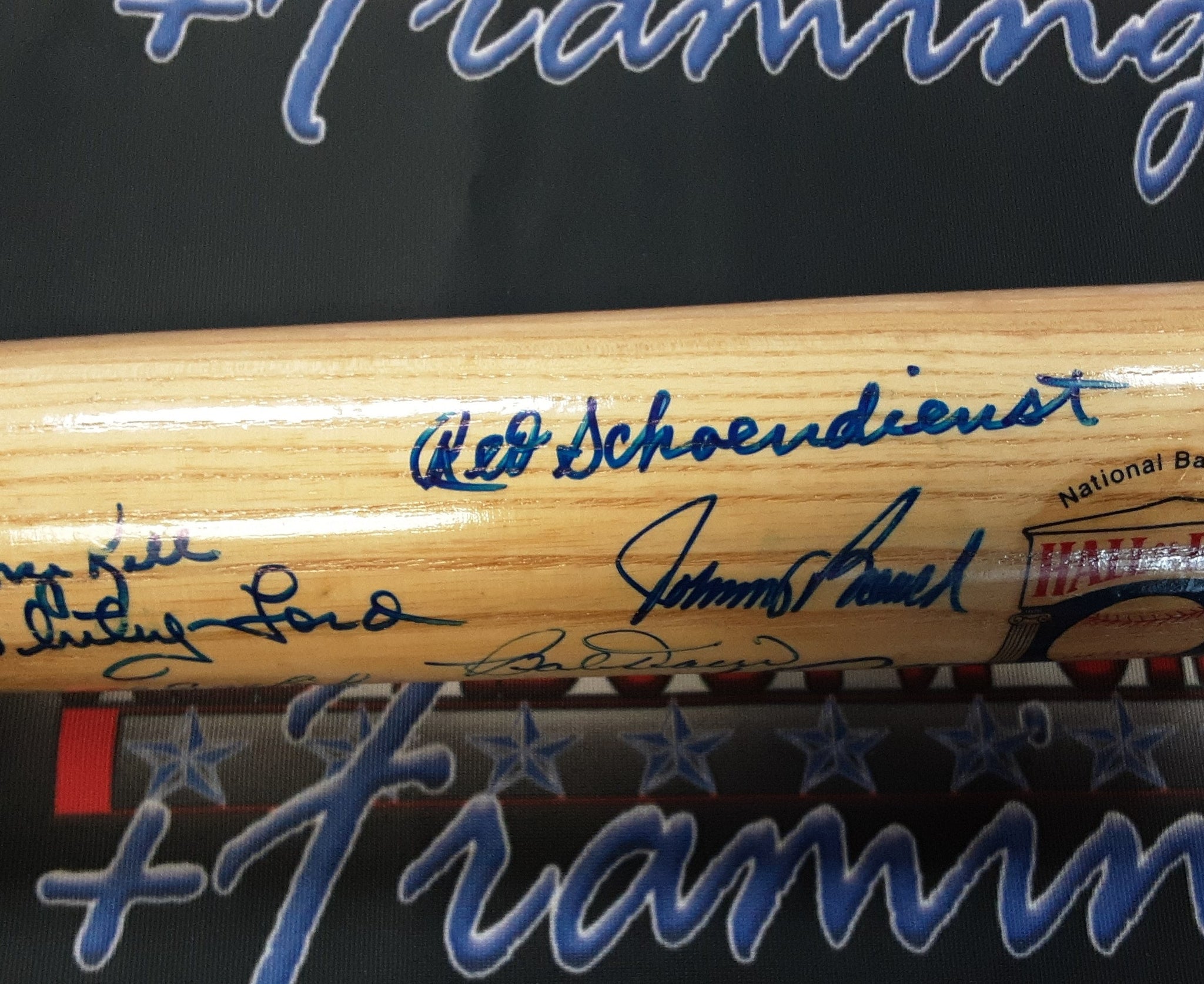 Ford, Bench, Schmidt, Gibson, Wilhelm, Jenkins, Fingers, Carew, and others 21 Signatures Authentic Signed Hall of Fame Baseball Bat Autographed JSA-
